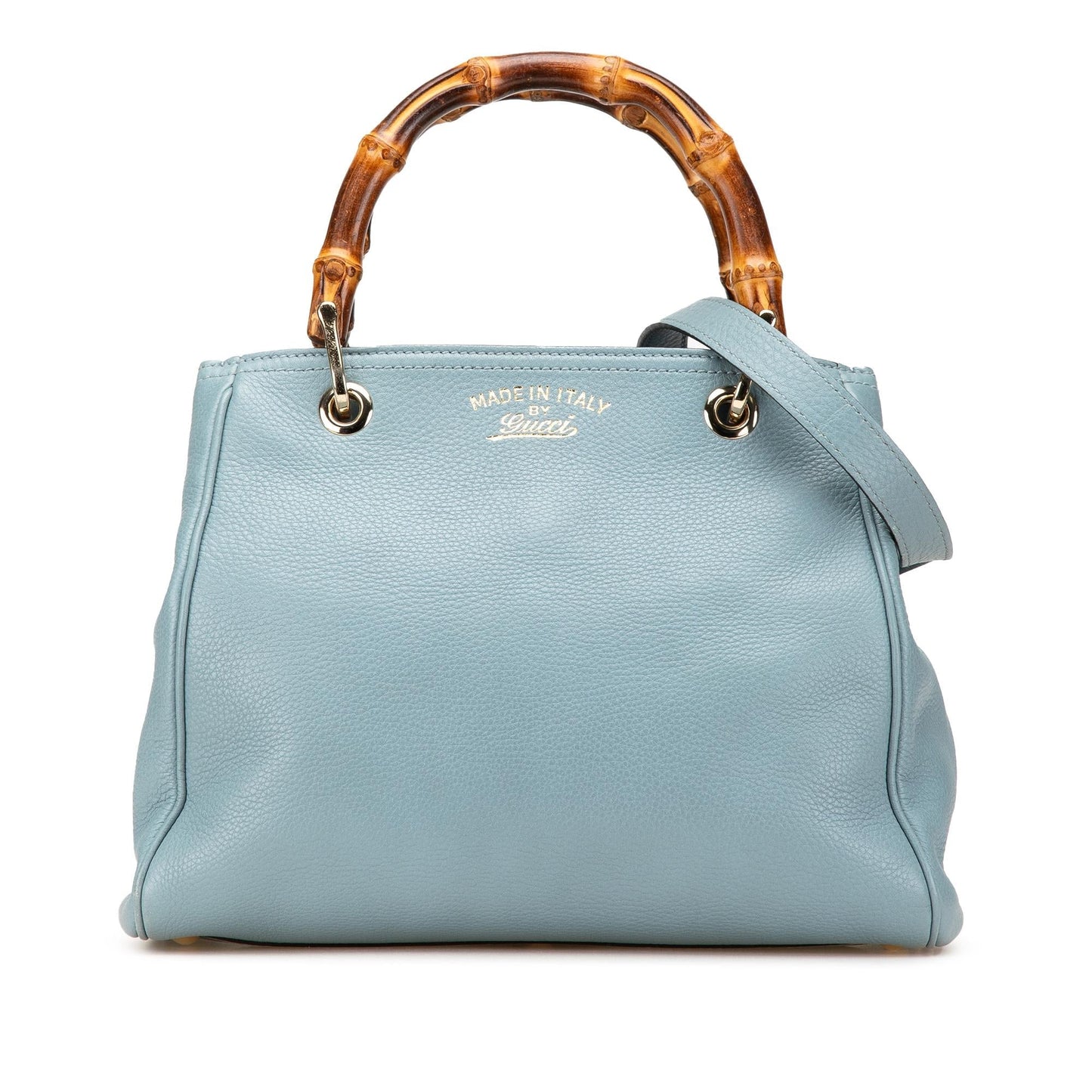 Gucci Bamboo Shopper Calf Calfskin Blue Small Satchel Bag Satchel 15