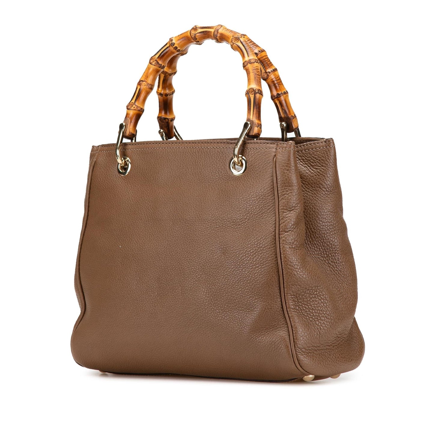 Gucci Bamboo Shopper Calf Calfskin Brown Small Satchel Bag