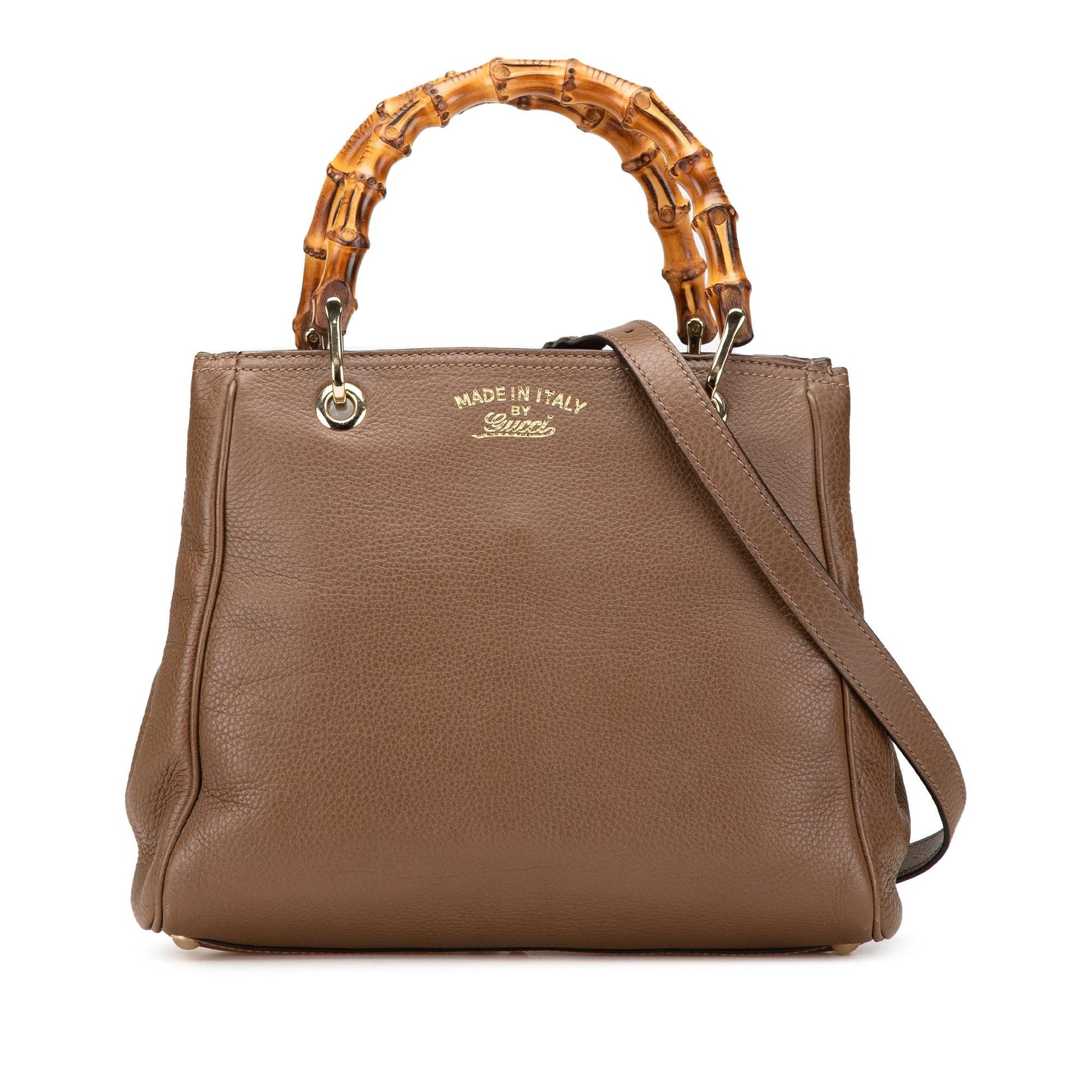 Gucci Bamboo Shopper Calf Calfskin Brown Small Satchel Bag Satchel 20