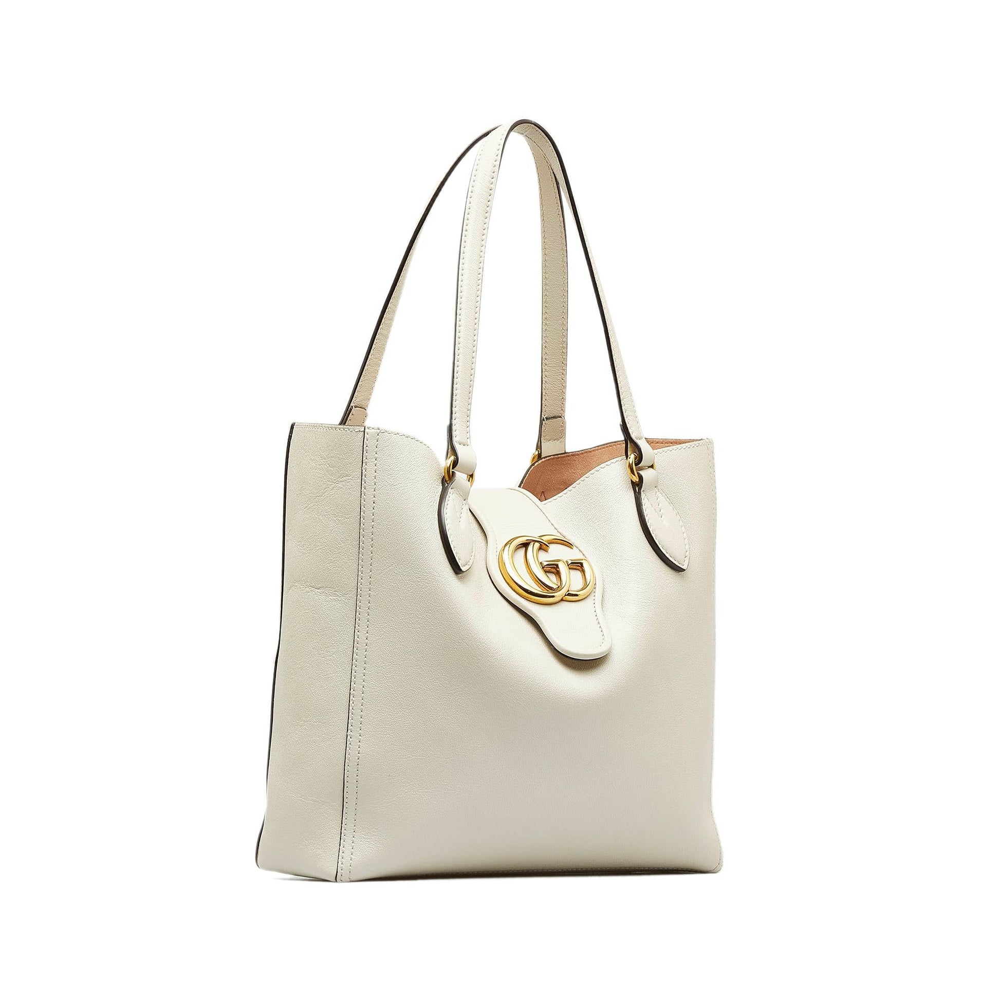 Gucci Dahlia Double G SHG-D8LzFo Calf White Small Tote Bag