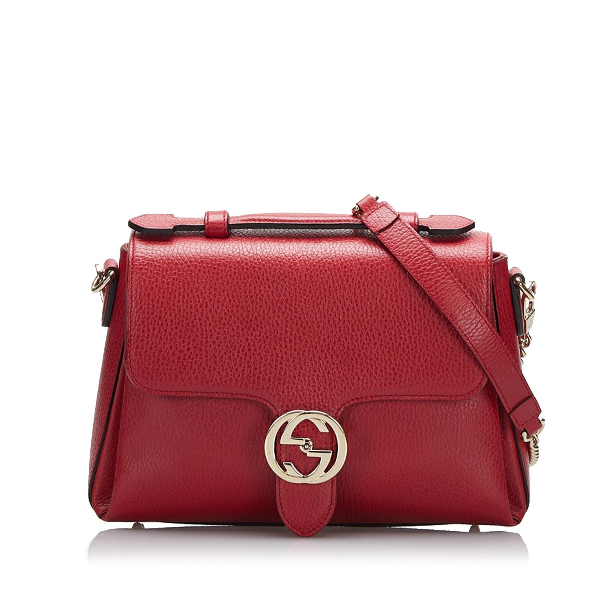Gucci Dollar Interlocking G SHG-r6v8hg Calf Red Small Satchel Bag