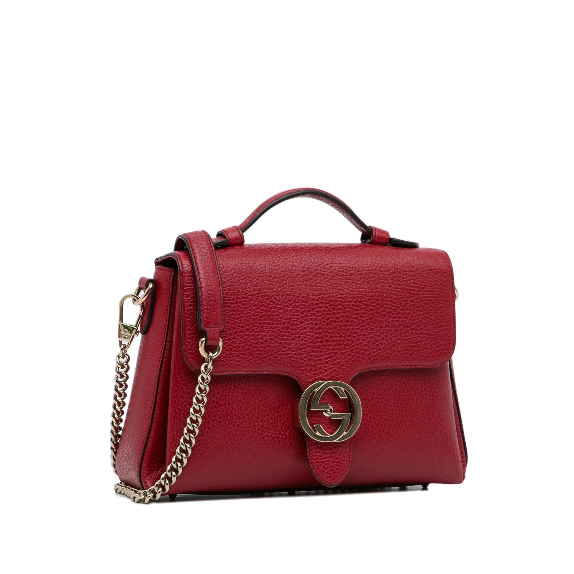 Gucci Dollar Interlocking G SHG-Pgcutx Calf Red Small Satchel Bag