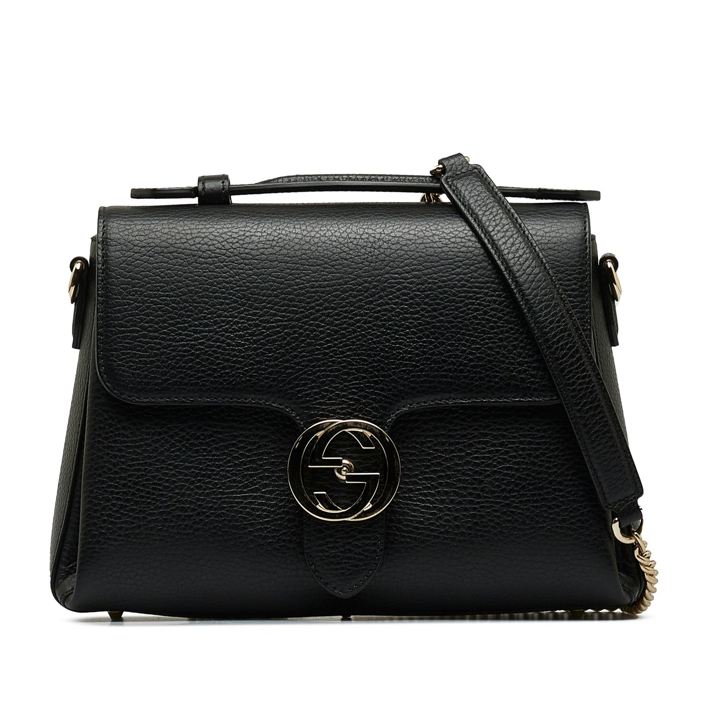 Gucci Dollar Interlocking G SHG-Wq7x11 Calf Black Small Satchel Bag