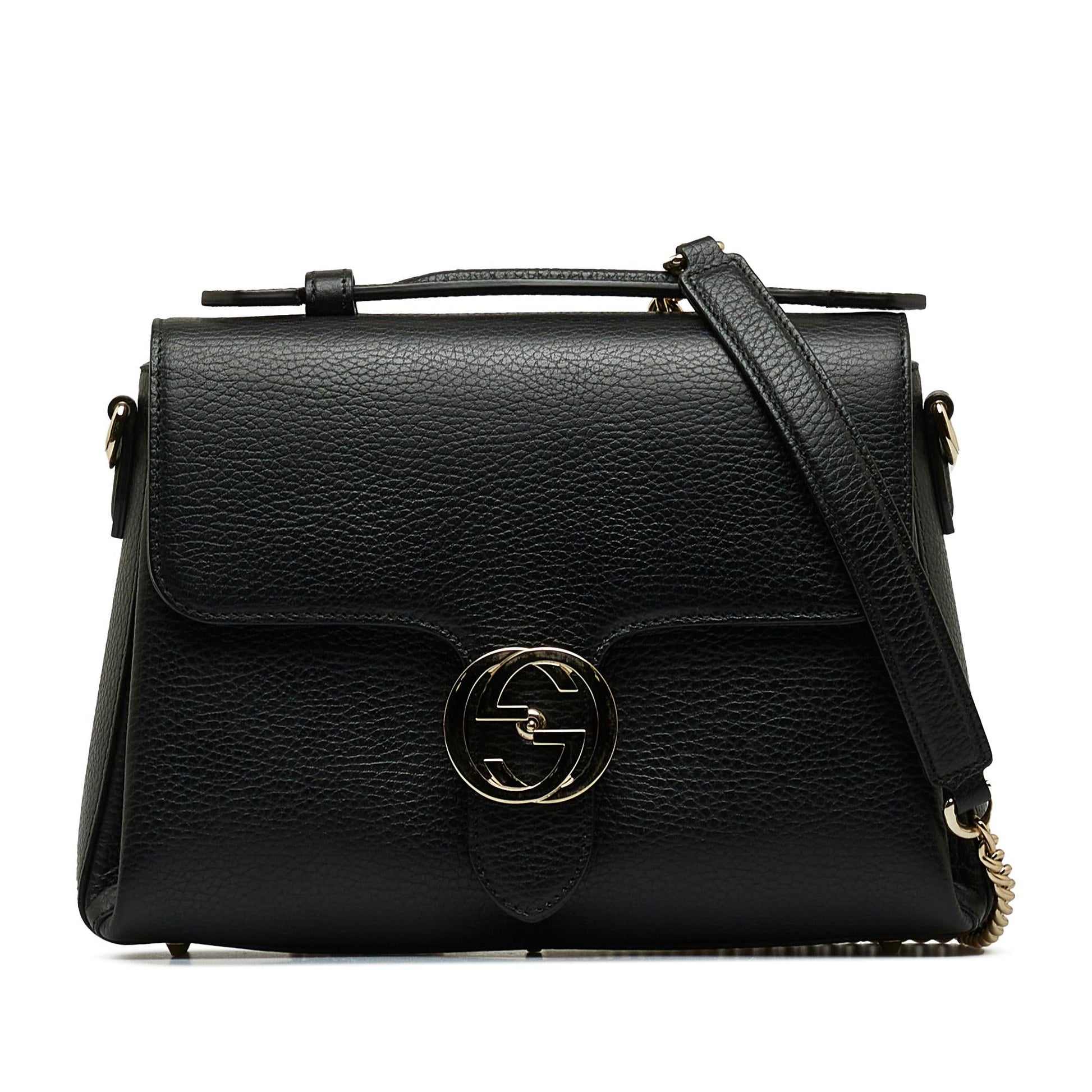 Gucci Dollar Interlocking G SHG-Wq7x11 Calf Black Small Satchel Bag