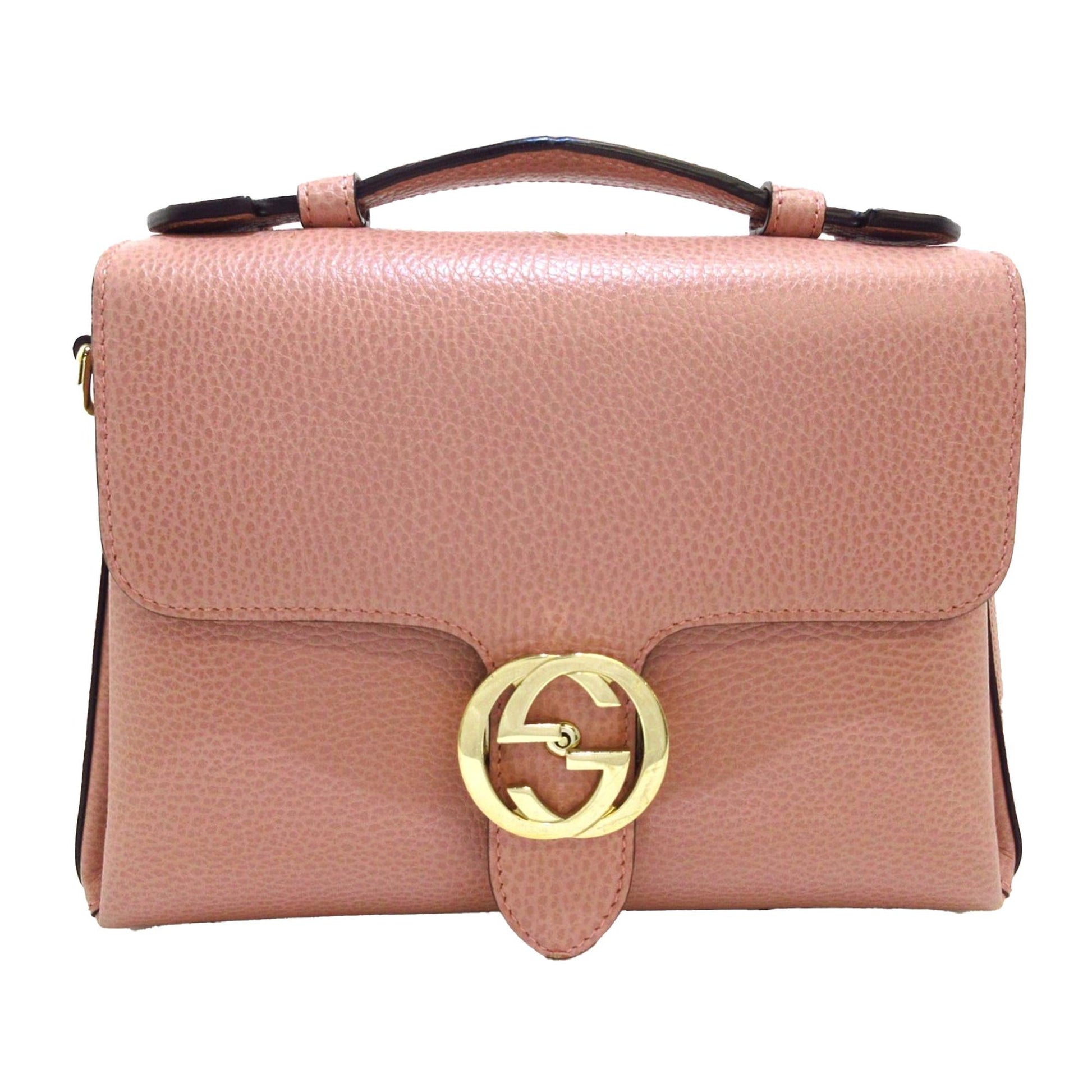 Gucci Dollar Interlocking G SHG-YSEfg1 Calf Pink Small Satchel Bag