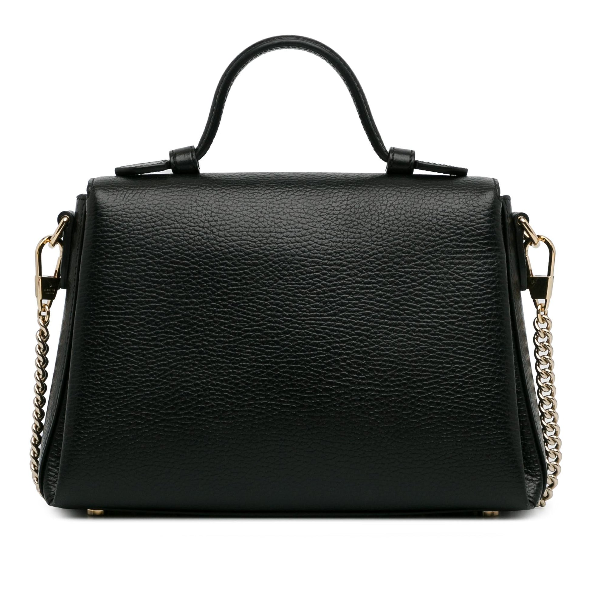 Gucci Dollar Interlocking G SHG-uqc1wk Calf Black Small Satchel Bag