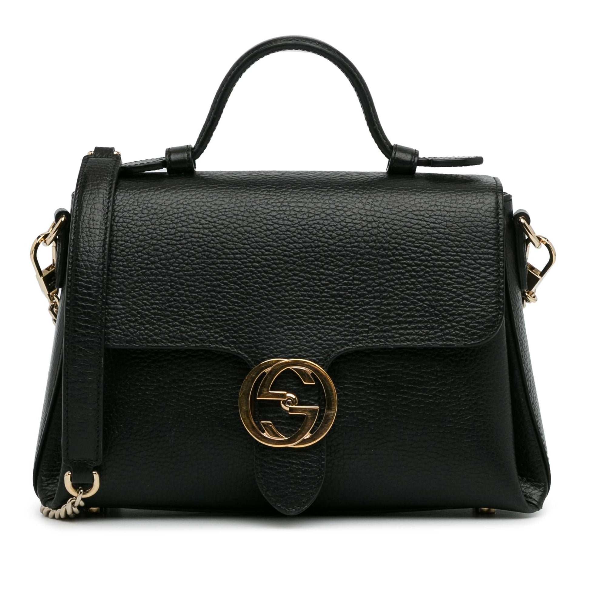 Gucci Dollar Interlocking G SHG-uqc1wk Calf Black Small Satchel Bag