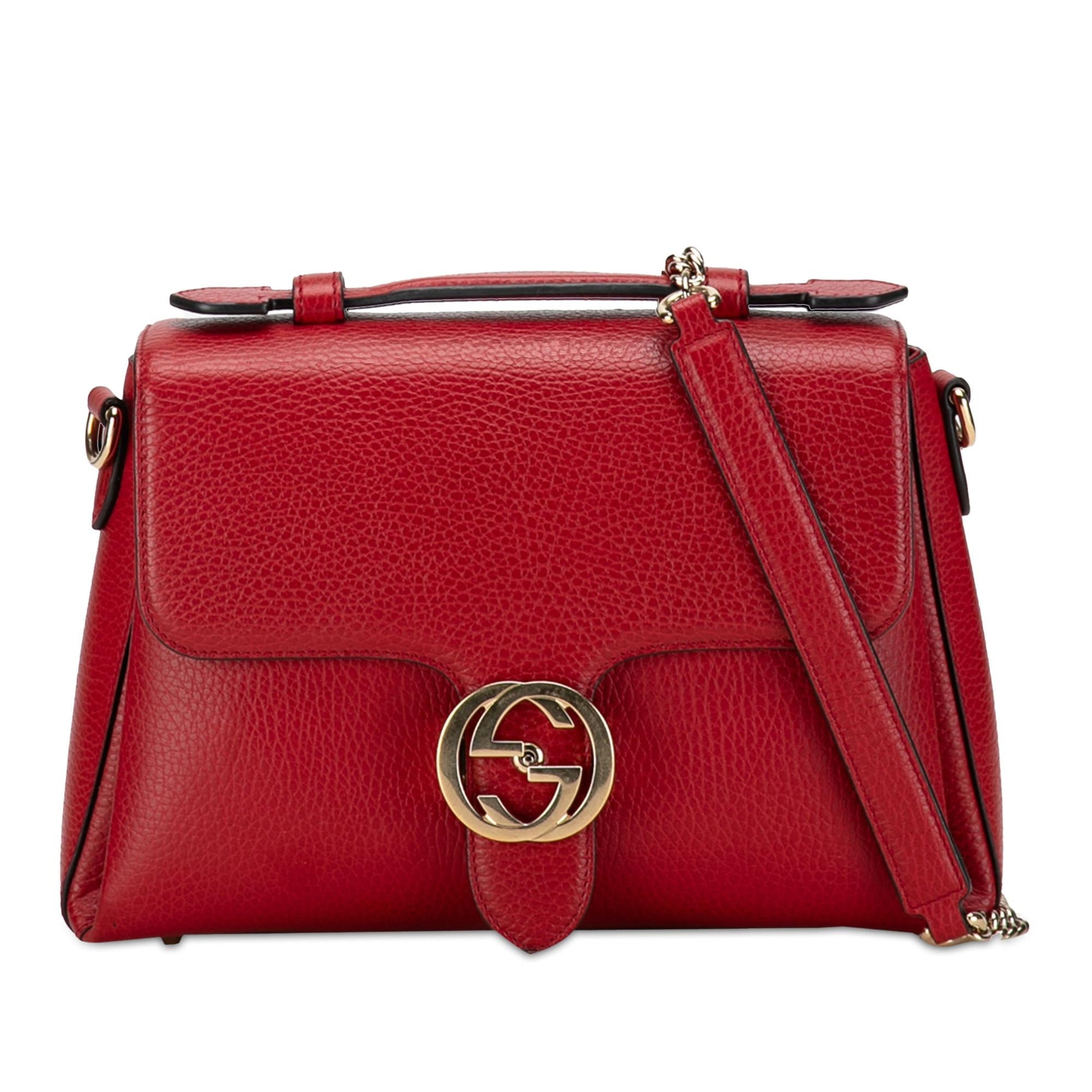 Gucci Dollar Interlocking G SHG-26SCOC Calf Red Small Satchel Bag