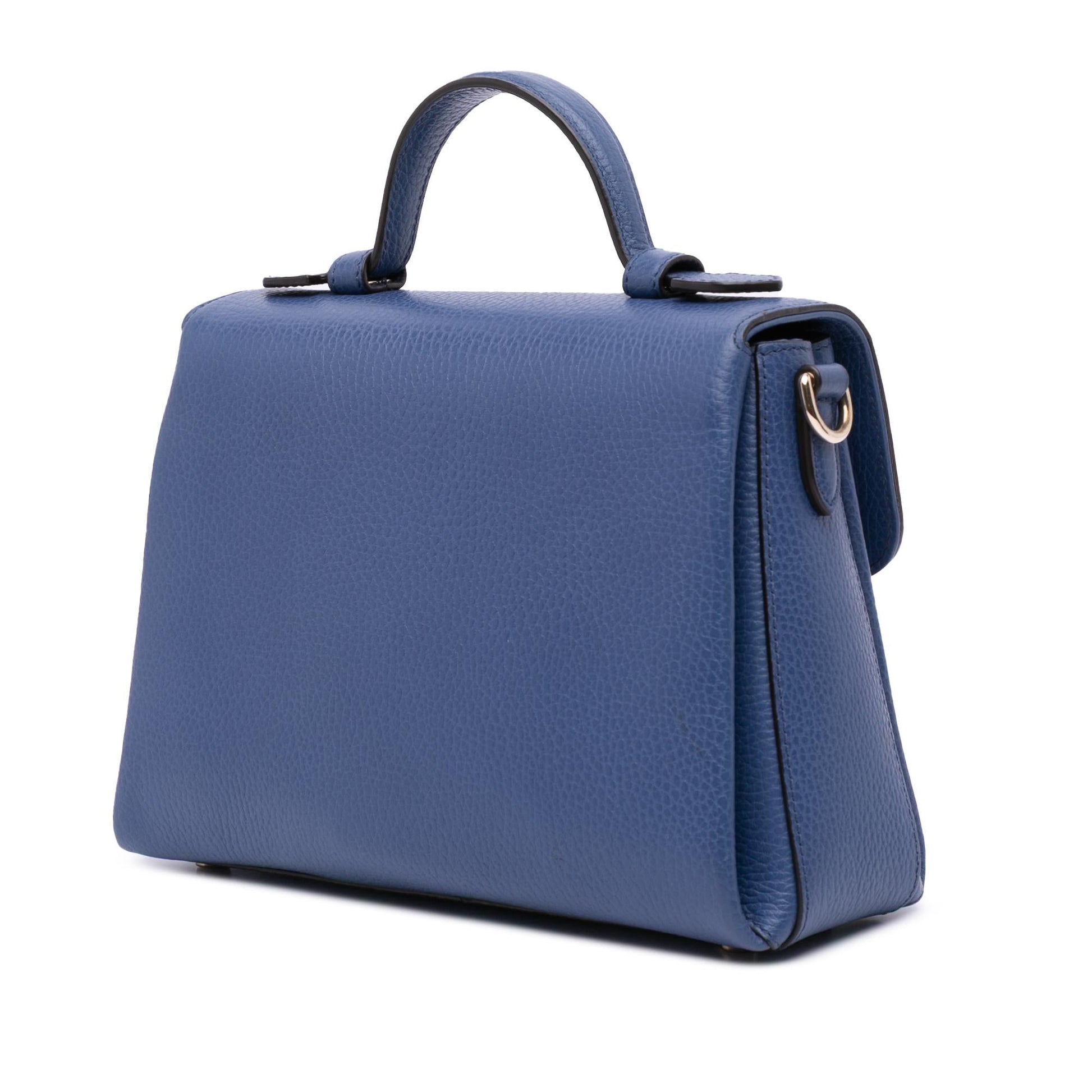Gucci Dollar Interlocking G Calf Blue Small Satchel Bag G Satchel