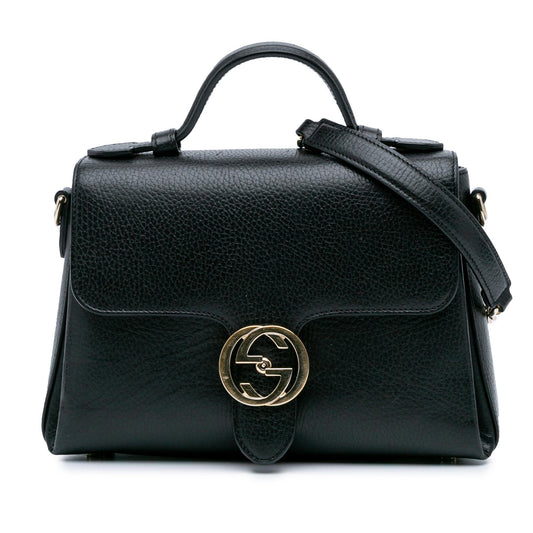 Gucci Dollar Interlocking G Calf Black Small Satchel Bag Satchel 4