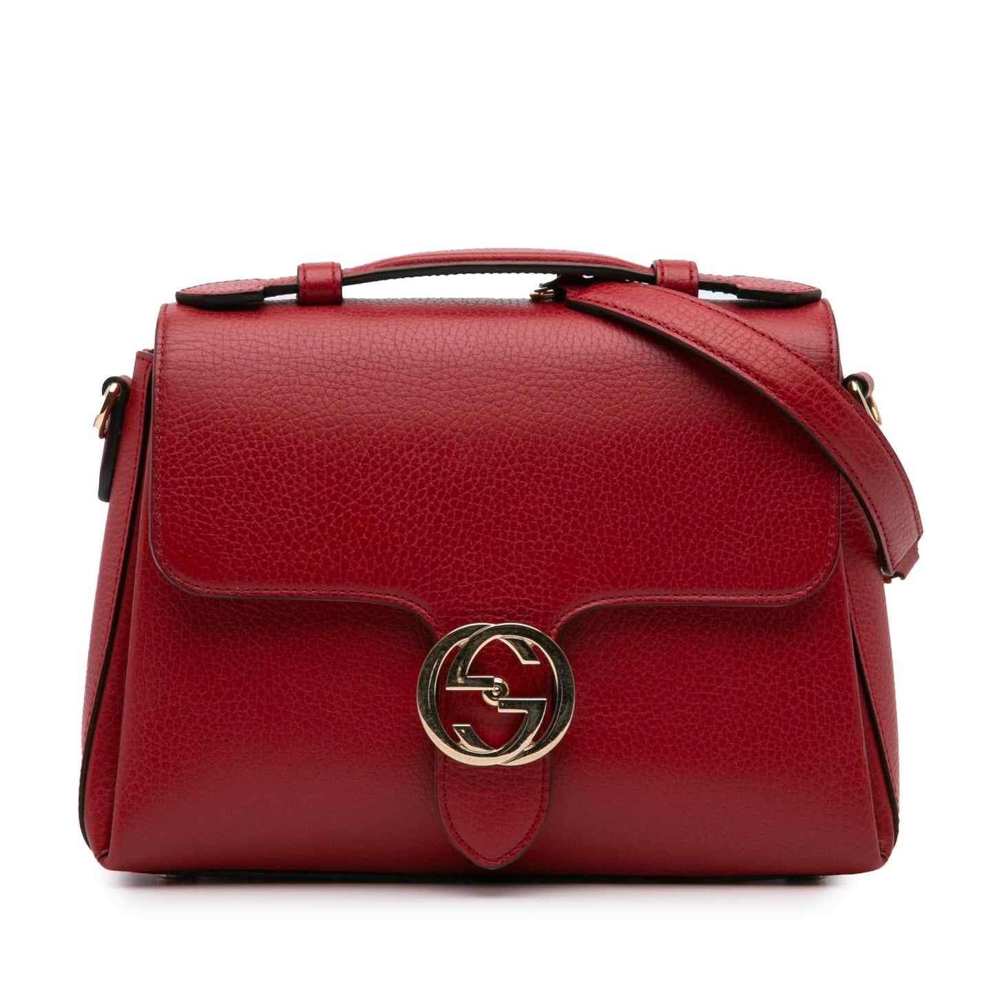 Gucci Dollar Interlocking G Calf Red Small Satchel Bag Satchel 6