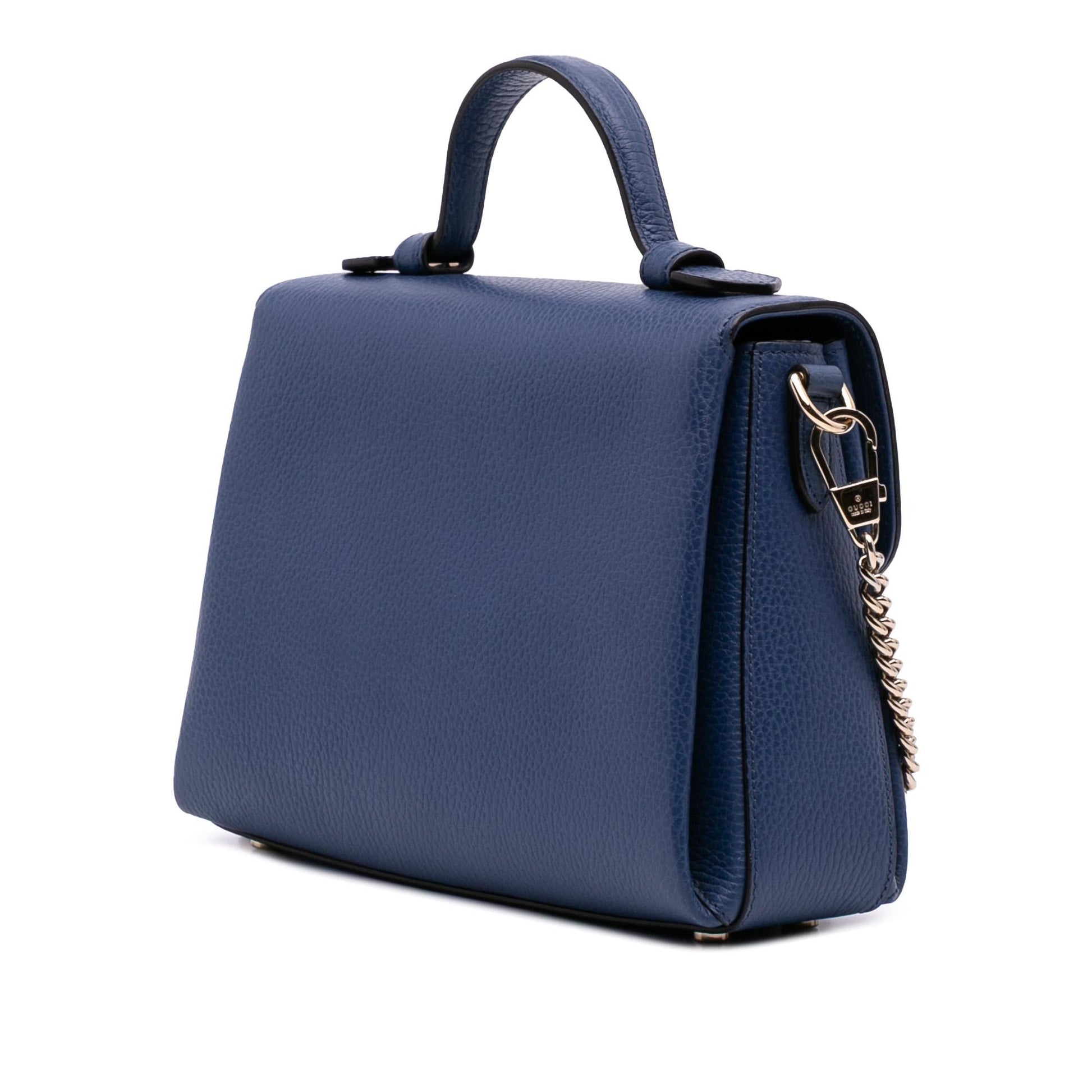 Gucci Dollar Interlocking G Calf Blue Small Satchel Bag