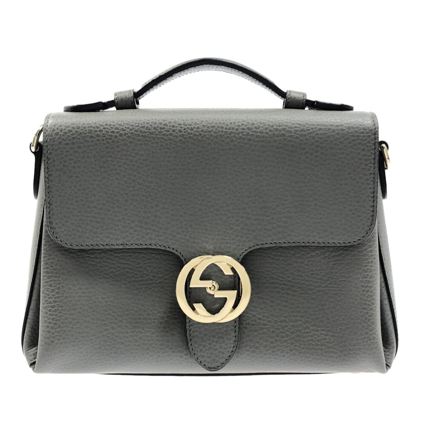 Gucci Dollar Interlocking G SHG-Ny8Ay8 Calf Grey Small Top Handle Satchel Bag