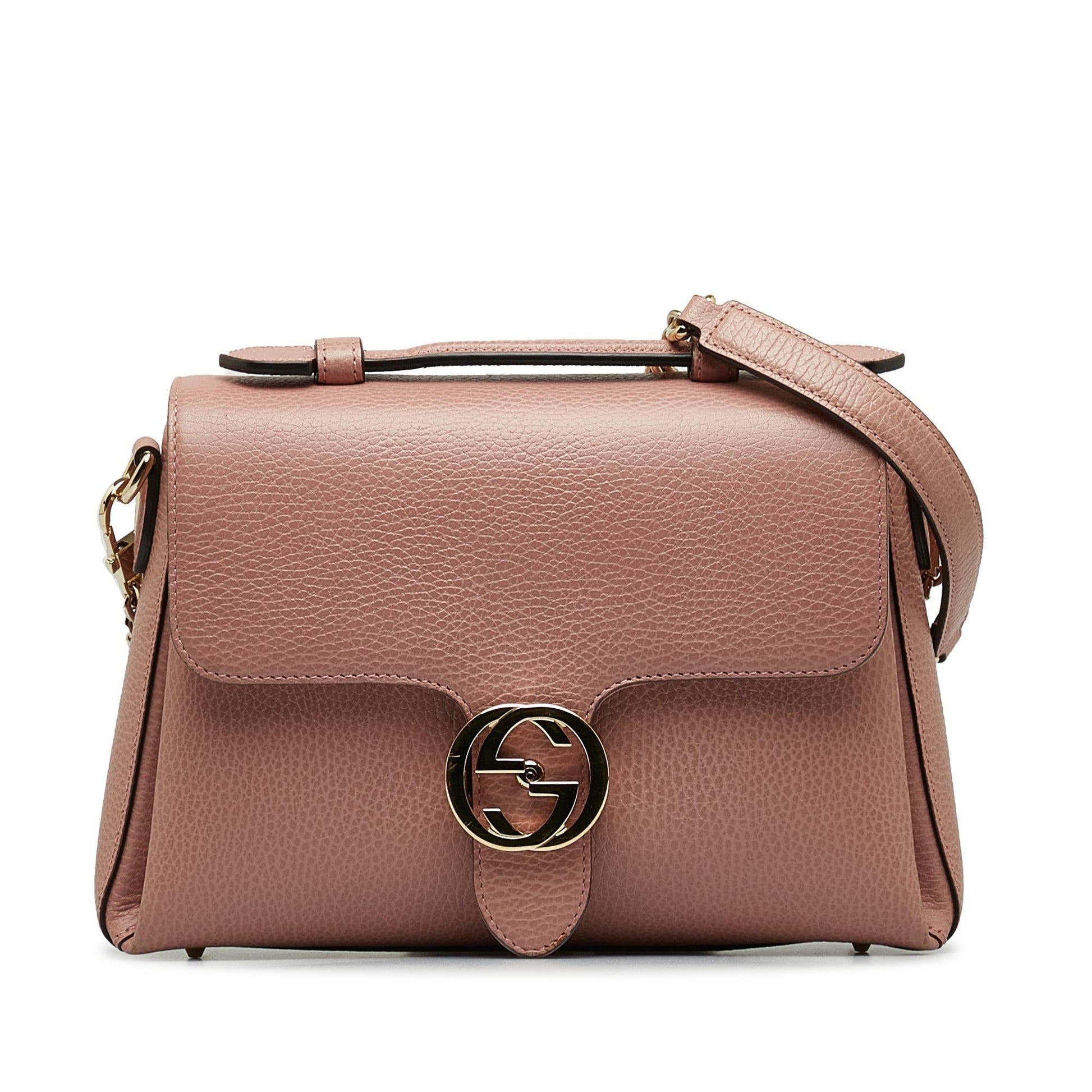 Gucci Dollar Interlocking G SHG-YOtqPD Calf Pink Small Top Handle Satchel Bag
