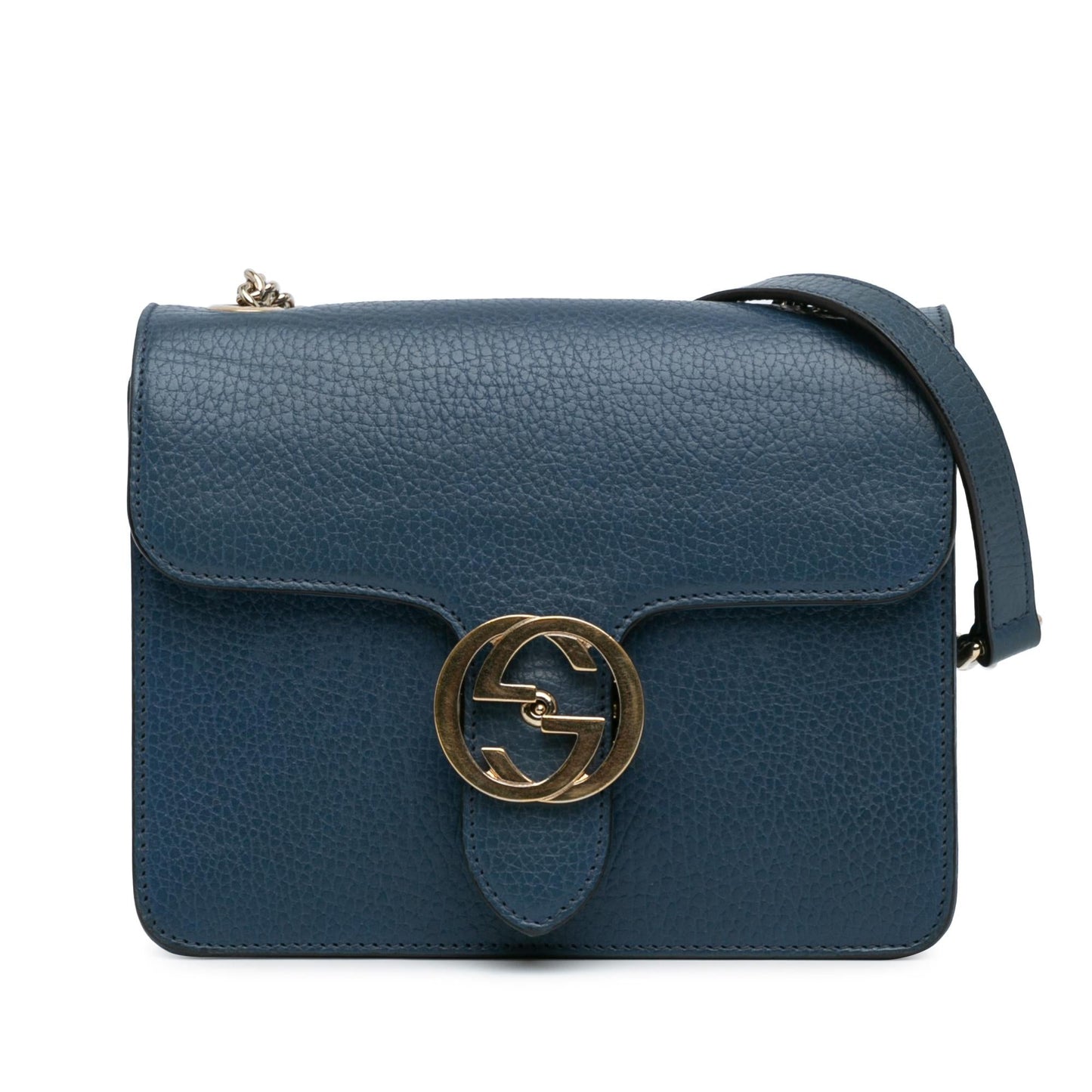 Gucci Dollar Interlocking G SHG-Ew07VO Calf Calfskin Blue Small Crossbody Bag