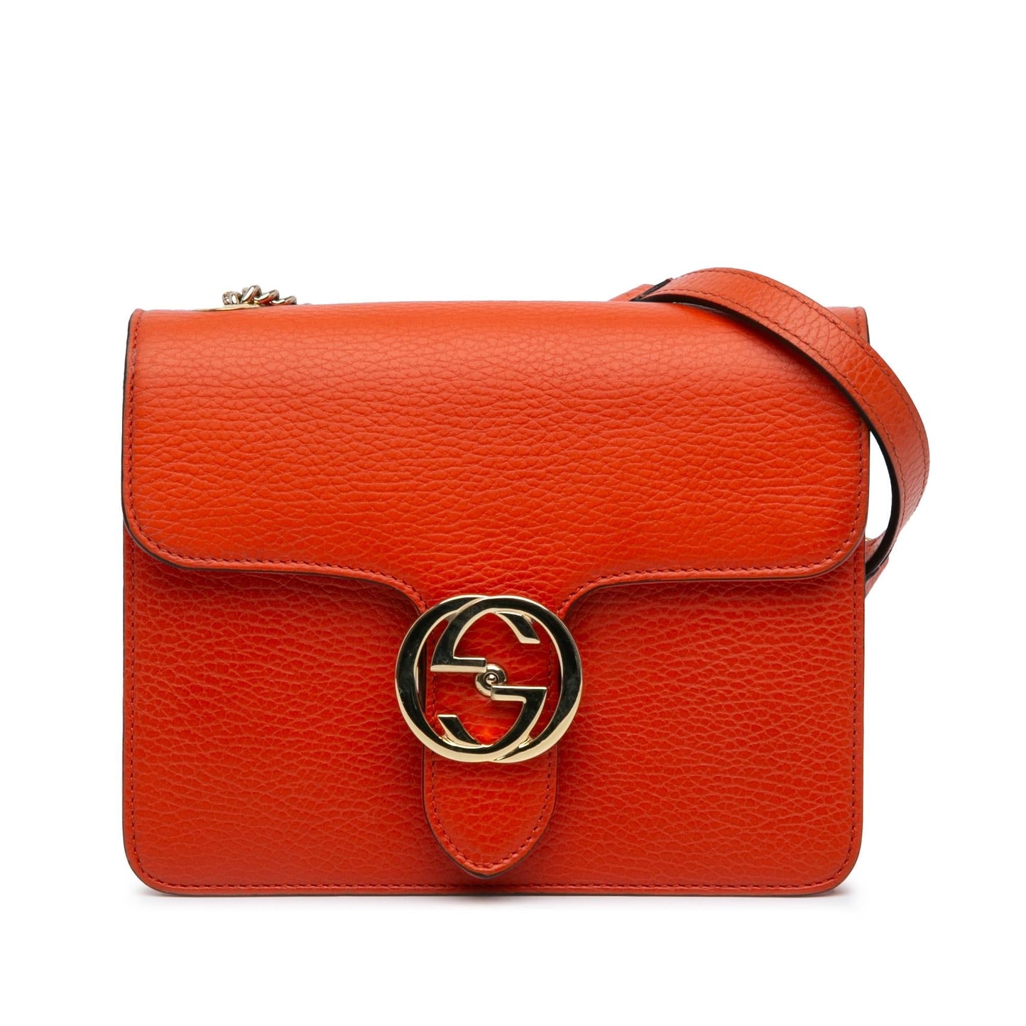 Gucci Dollar Interlocking G Calf Calfskin Orange Small Crossbody Bag Shg M7S1Pc