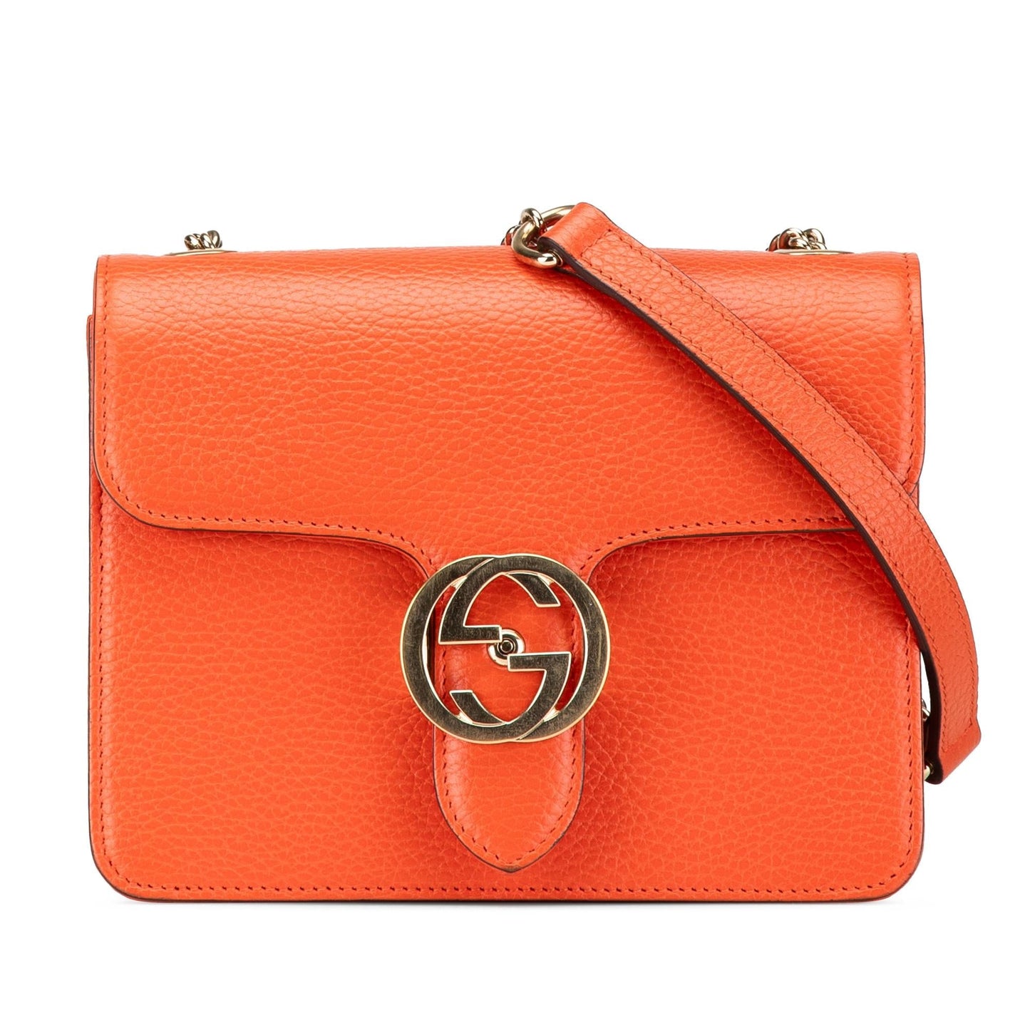 Gucci Dollar Interlocking G Calf Calfskin Orange Small Crossbody Bag G Crossbody