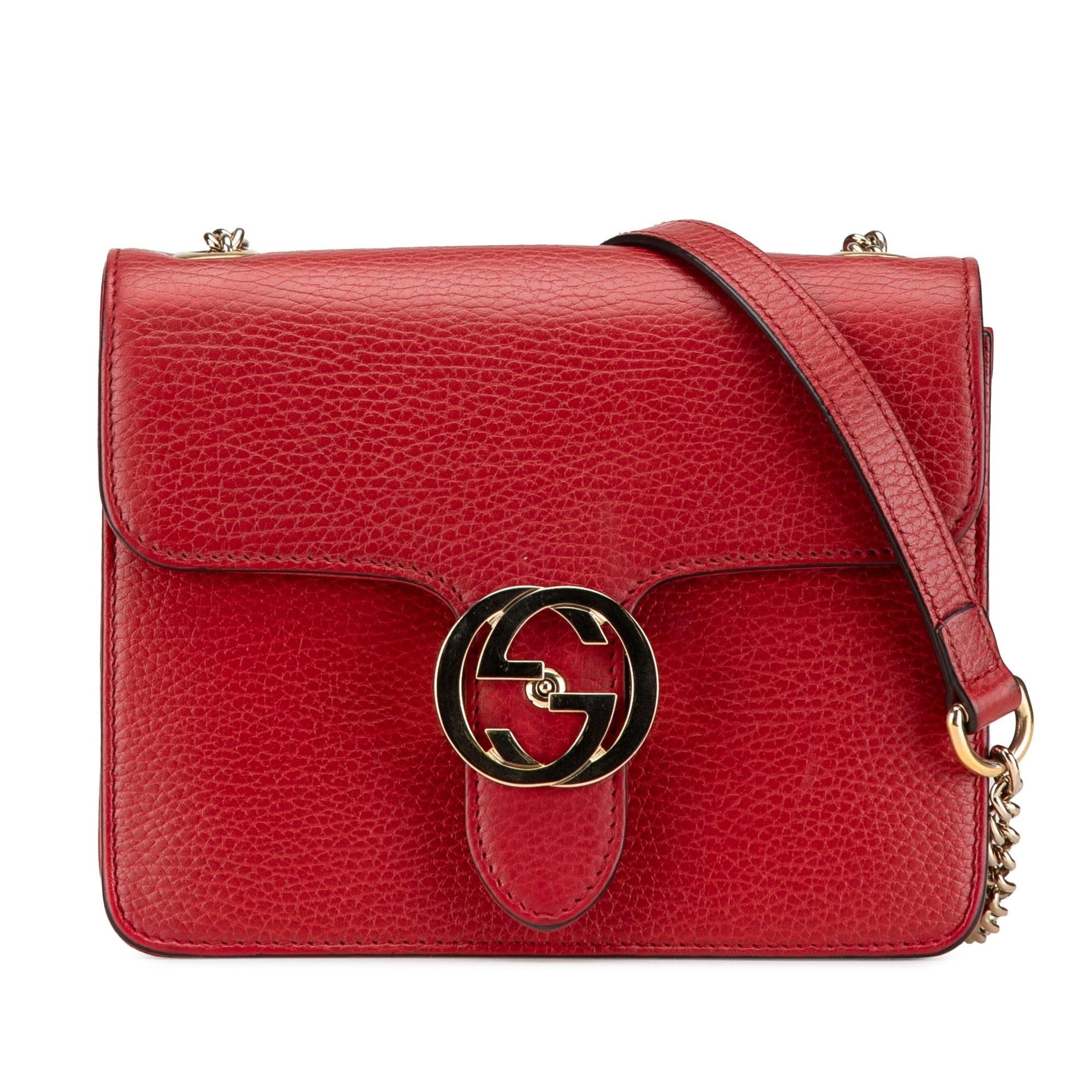 Gucci Dollar Interlocking G Calf Calfskin Red Small Crossbody Bag Crossbody 4