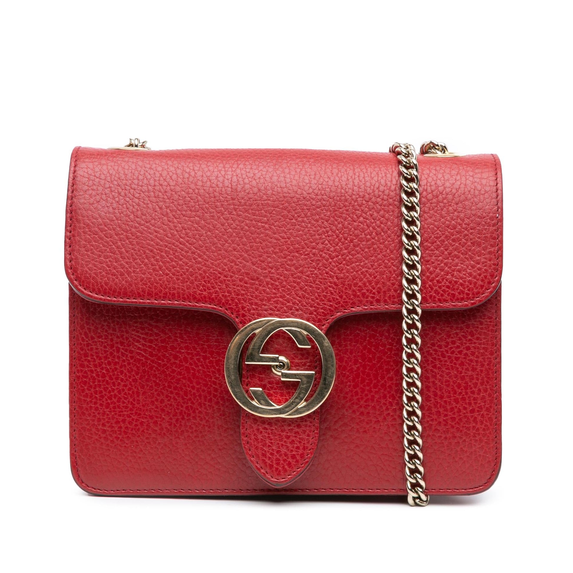 Gucci Dollar Interlocking G Calf Calfskin Red Small Crossbody Bag Crossbody 14