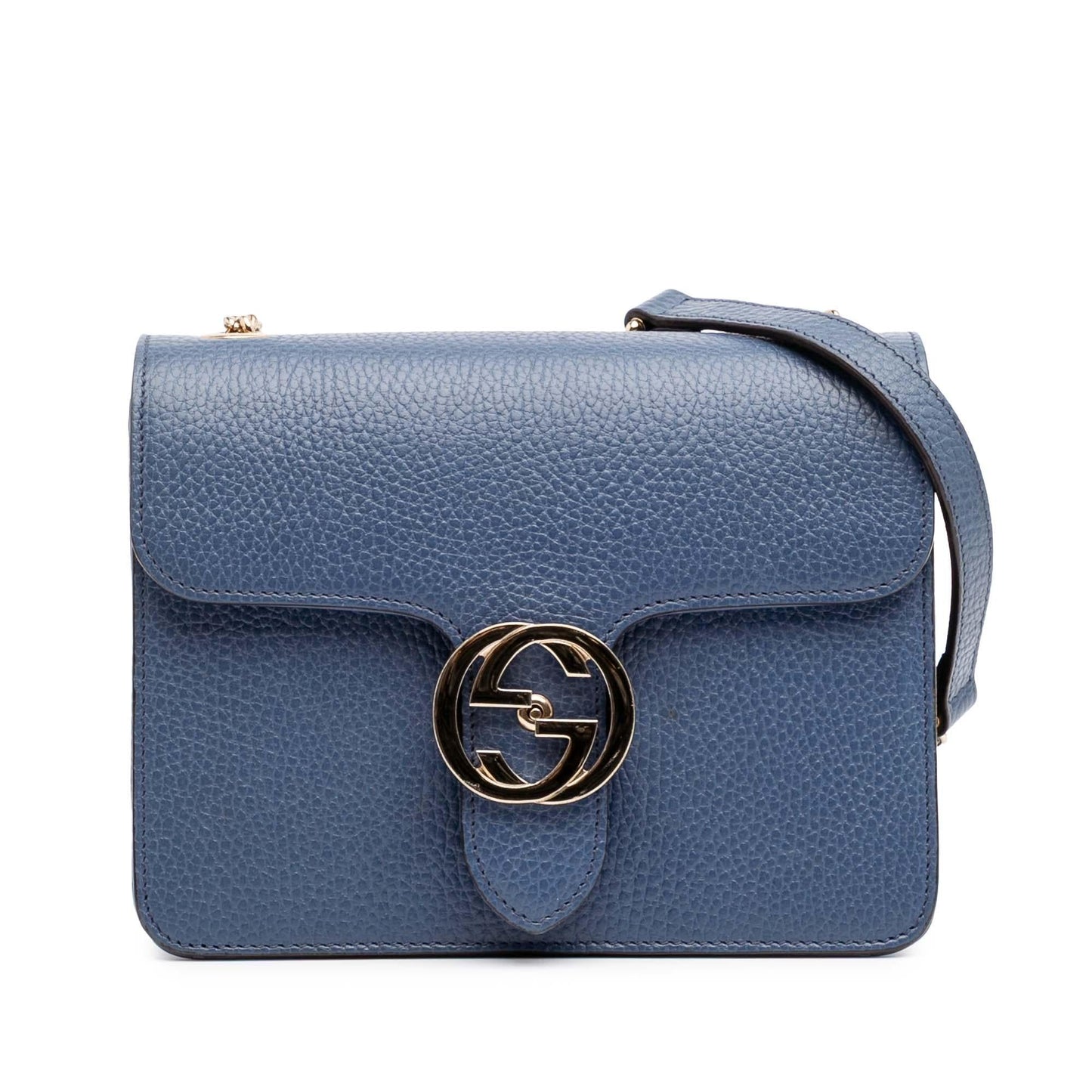 Gucci Dollar Interlocking G Calf Calfskin Blue Small Crossbody Bag