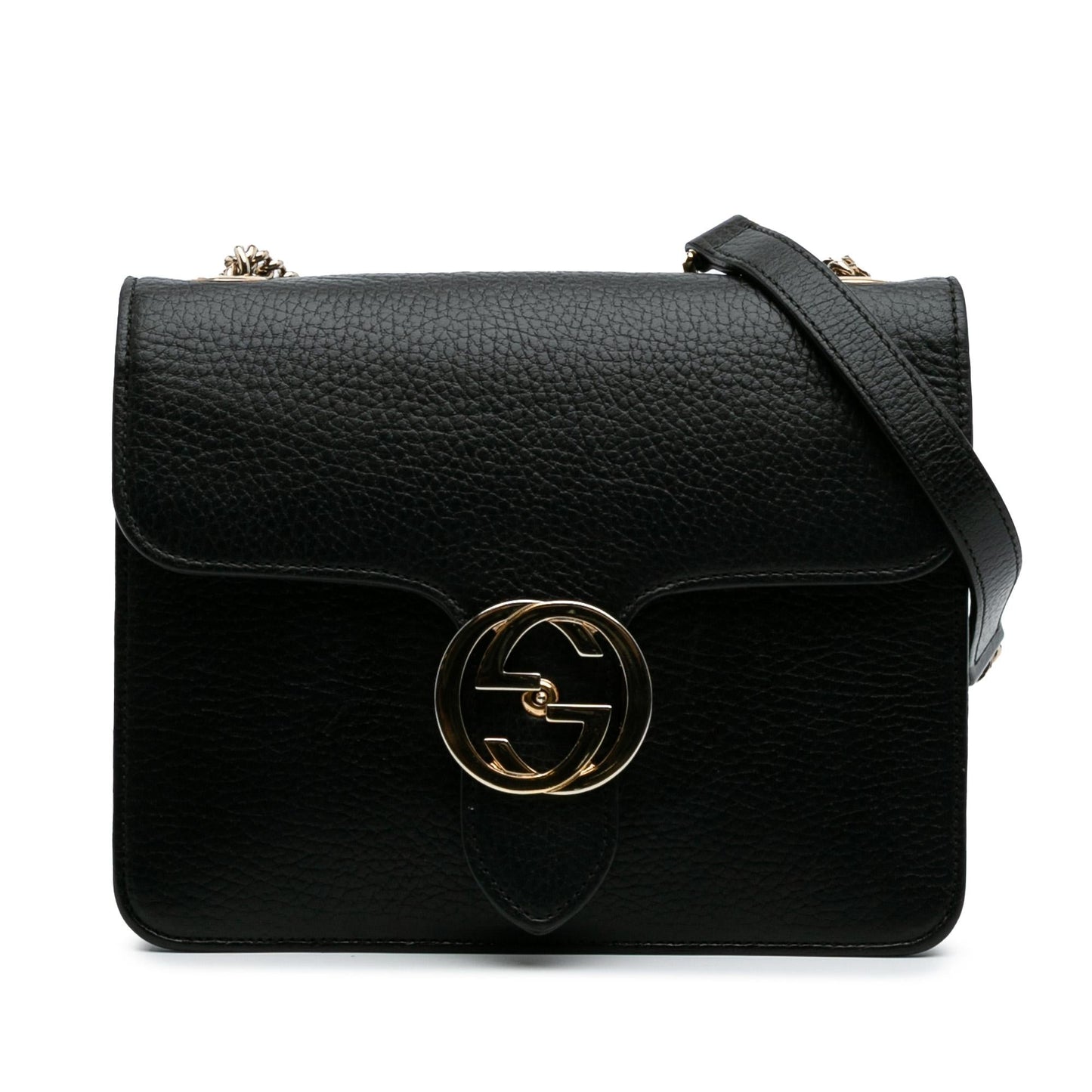 Gucci Dollar Interlocking G Calf Calfskin Black Small Crossbody Bag