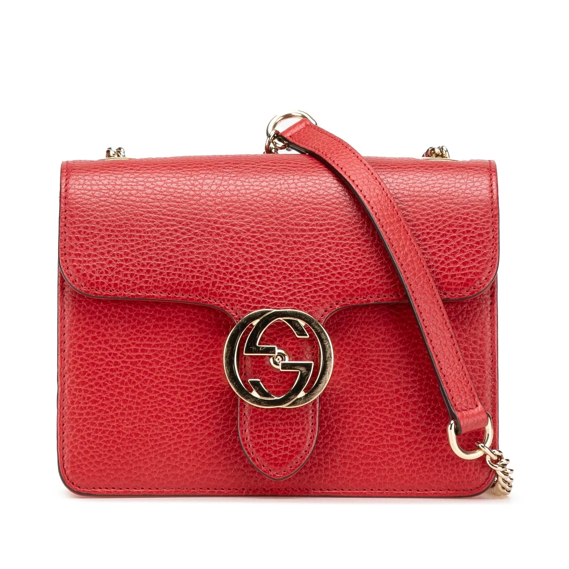 Gucci Dollar Interlocking G Calf Calfskin Red Small Crossbody Bag Crossbody 46