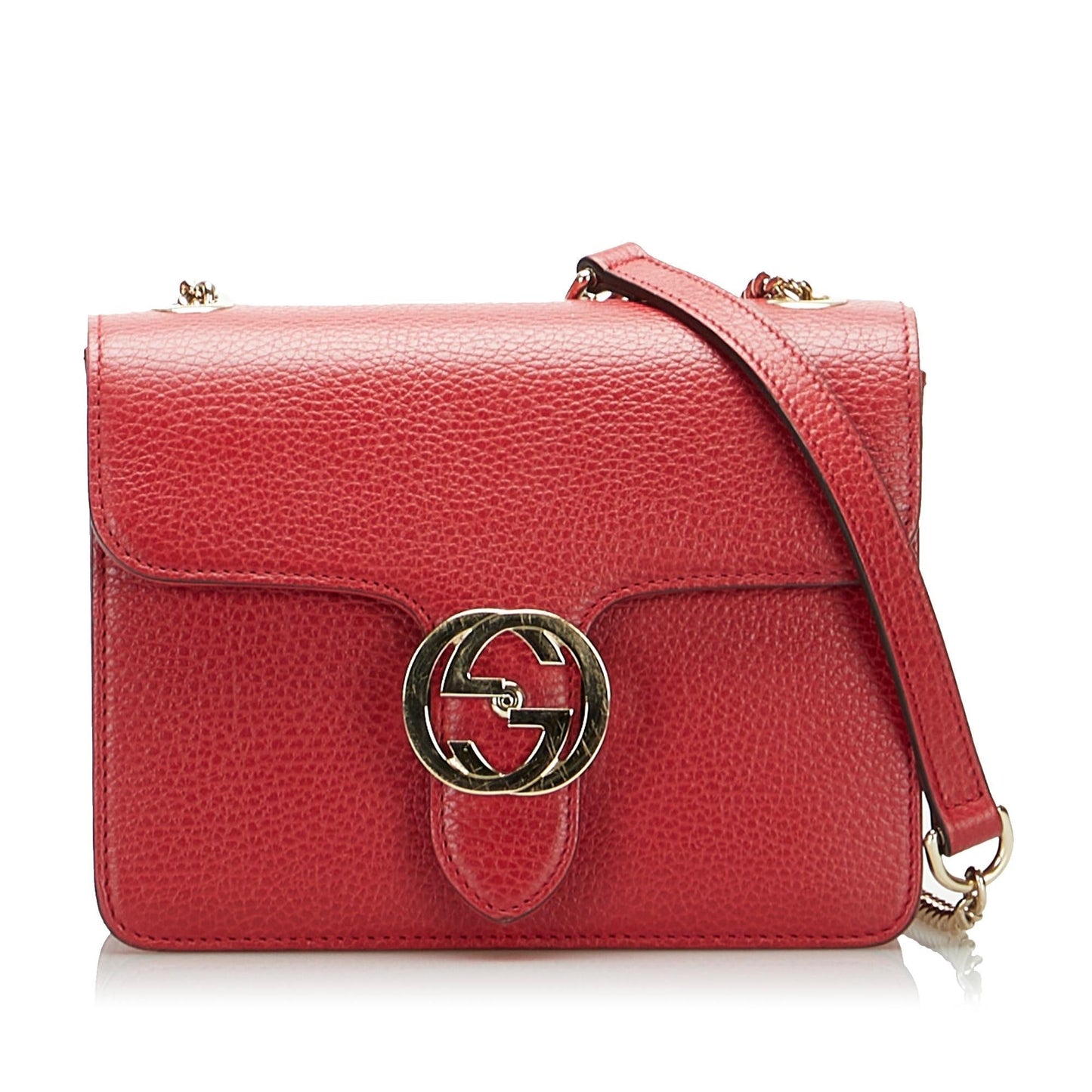 Gucci Dollar Interlocking G SHG-K0tD9E Calf Red Small Crossbody Bag
