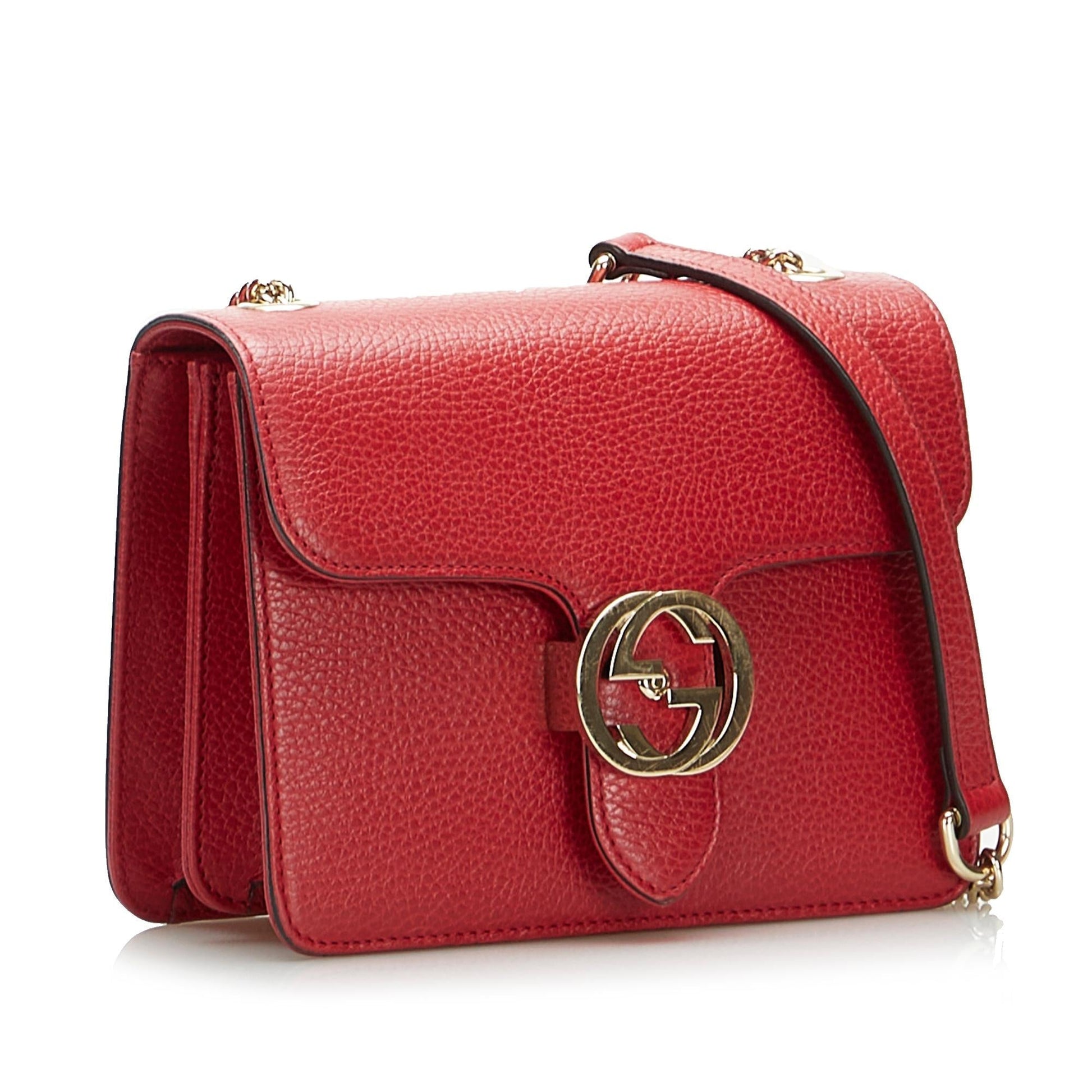 Gucci Dollar Interlocking G SHG-K0tD9E Calf Red Small Crossbody Bag