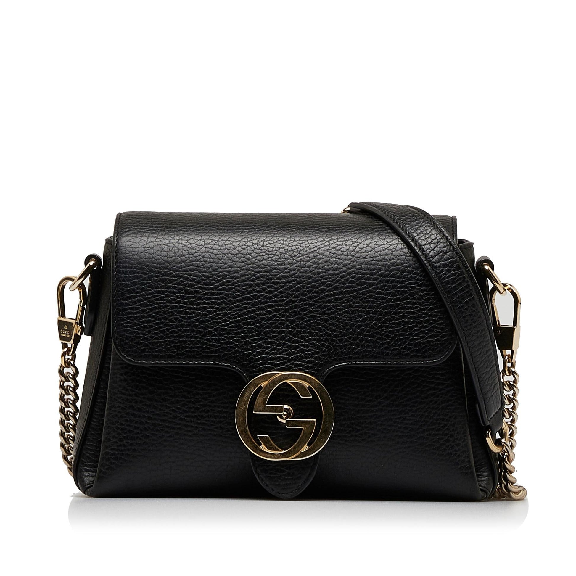Gucci Dollar Interlocking G SHG-zXswTn Calf Black Small Crossbody Bag