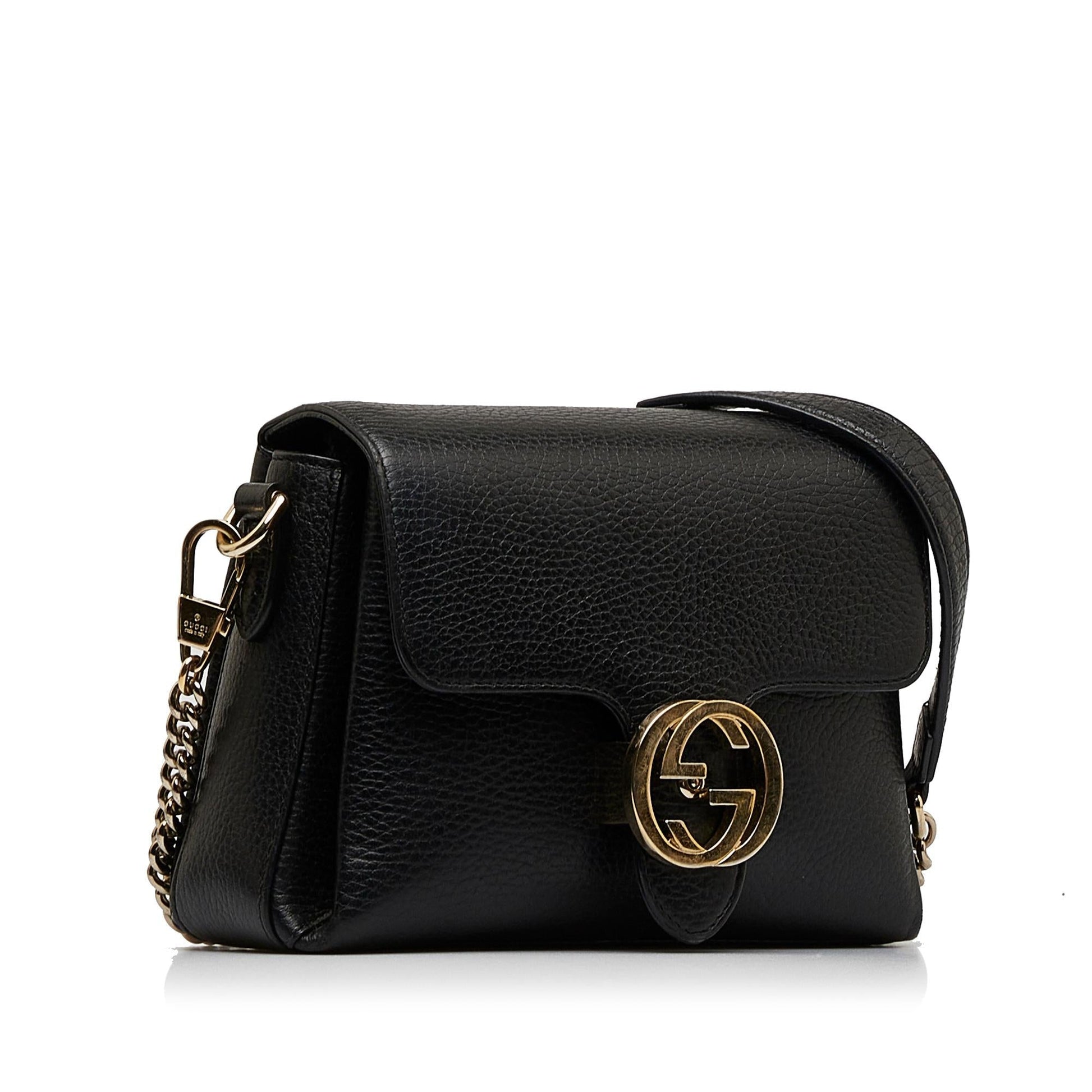 Gucci Dollar Interlocking G SHG-zXswTn Calf Black Small Crossbody Bag