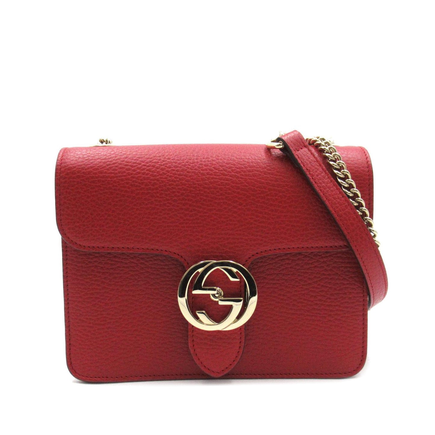 Gucci Dollar Interlocking G SHG-p88qqi Calf Red Small Crossbody Bag