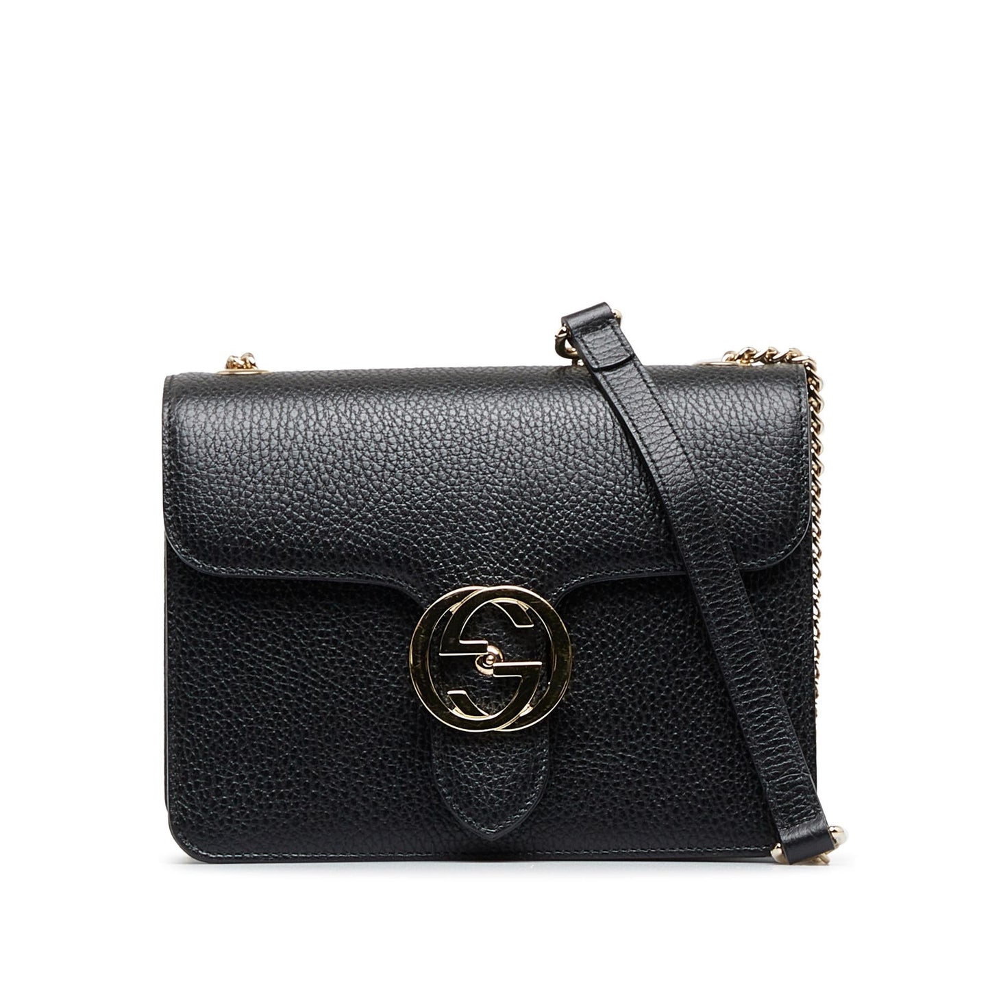 Gucci Dollar Interlocking G SHG-JAU8j8 Calf Black Small Crossbody Bag