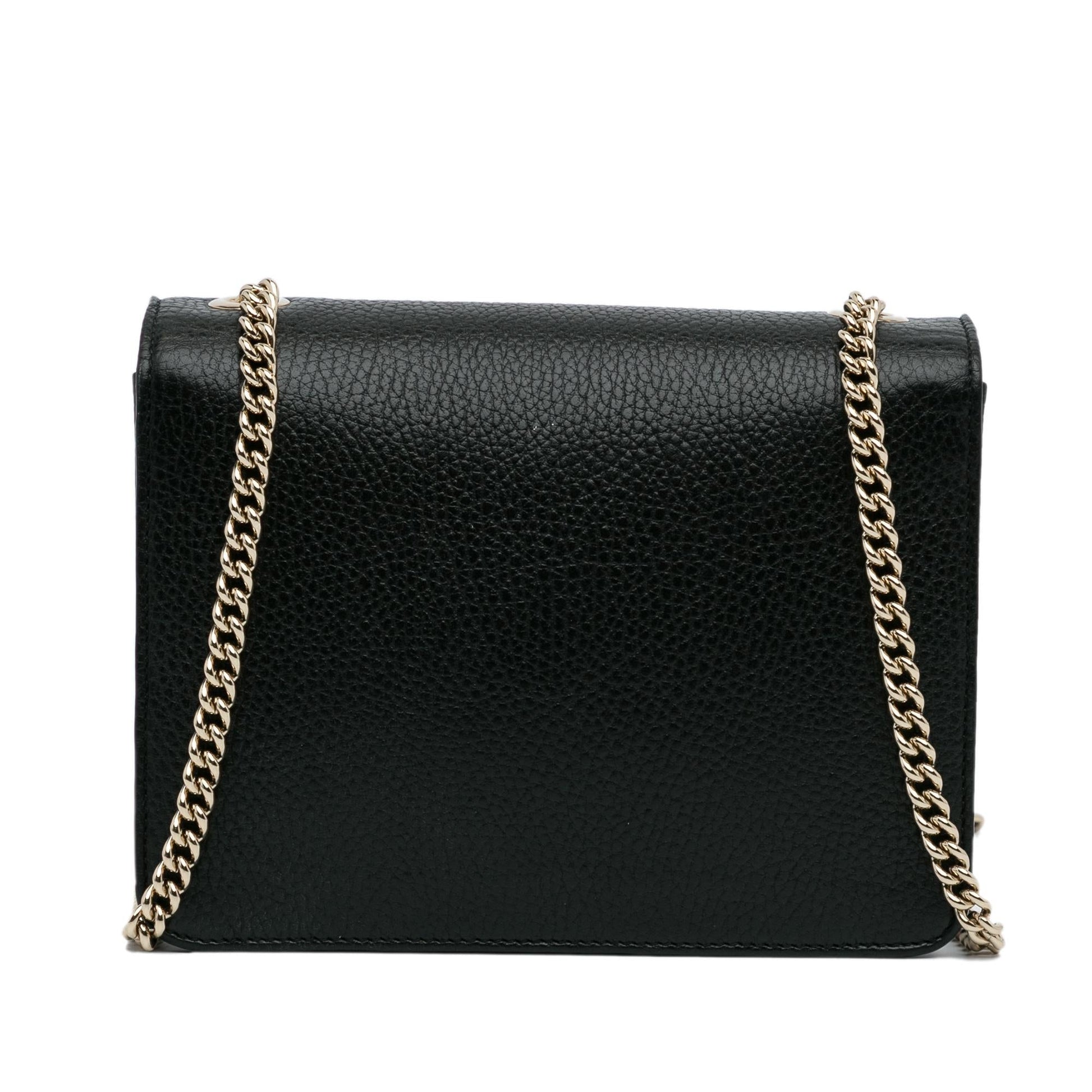 Gucci Dollar Interlocking G SHG-v0CaUw Calf Black Small Crossbody Bag