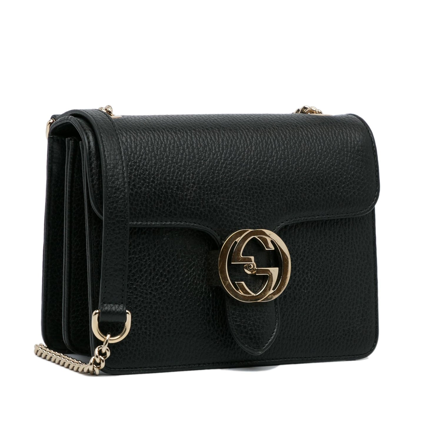 Gucci Dollar Interlocking G SHG-v0CaUw Calf Black Small Crossbody Bag