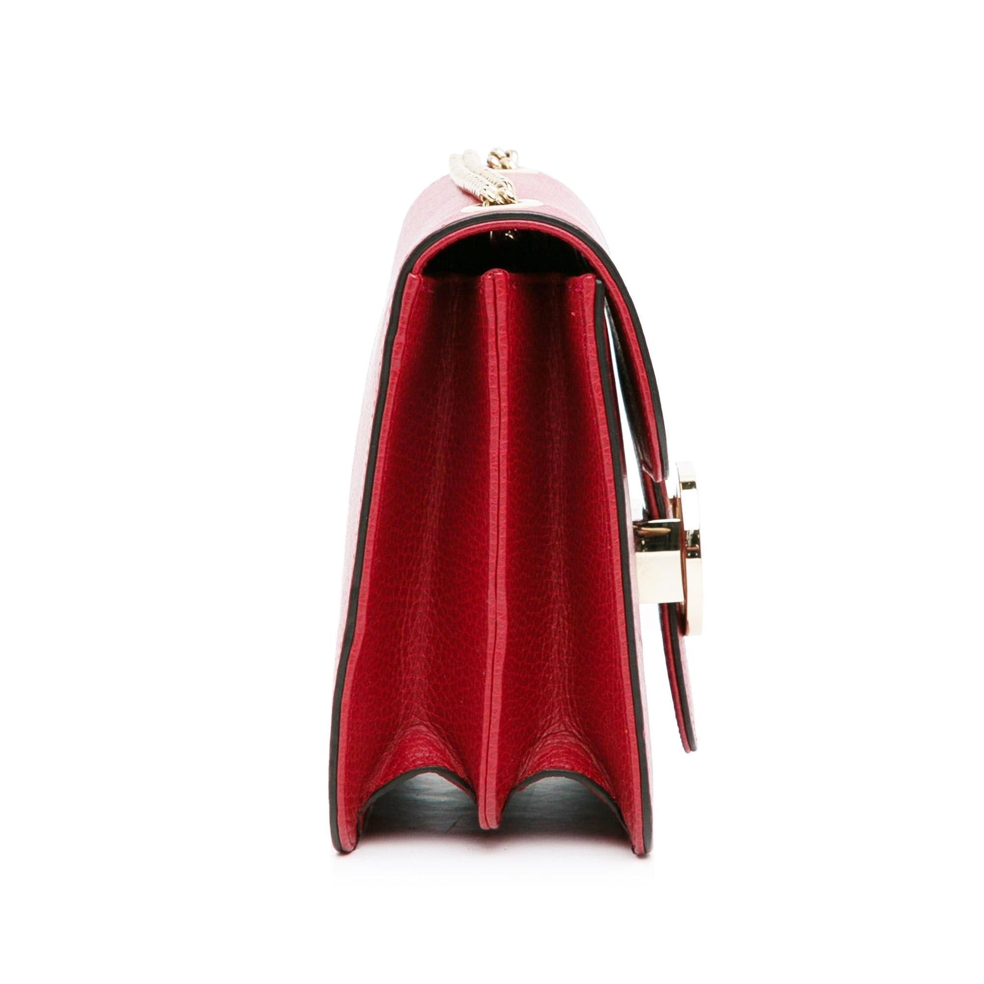 Gucci Dollar Interlocking G SHG-07nBkX Calf Red Small Crossbody Bag