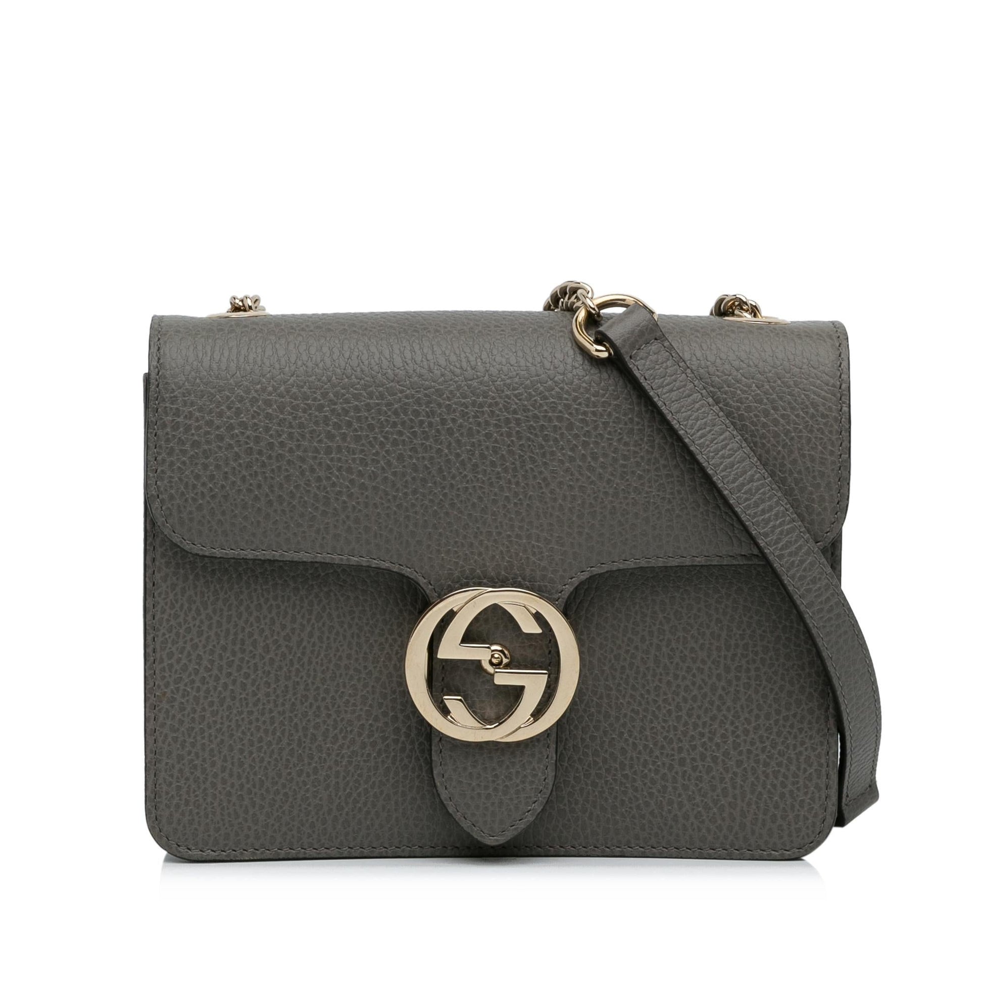 Gucci Dollar Interlocking G SHG-LlXPzu Calf Grey Small Crossbody Bag