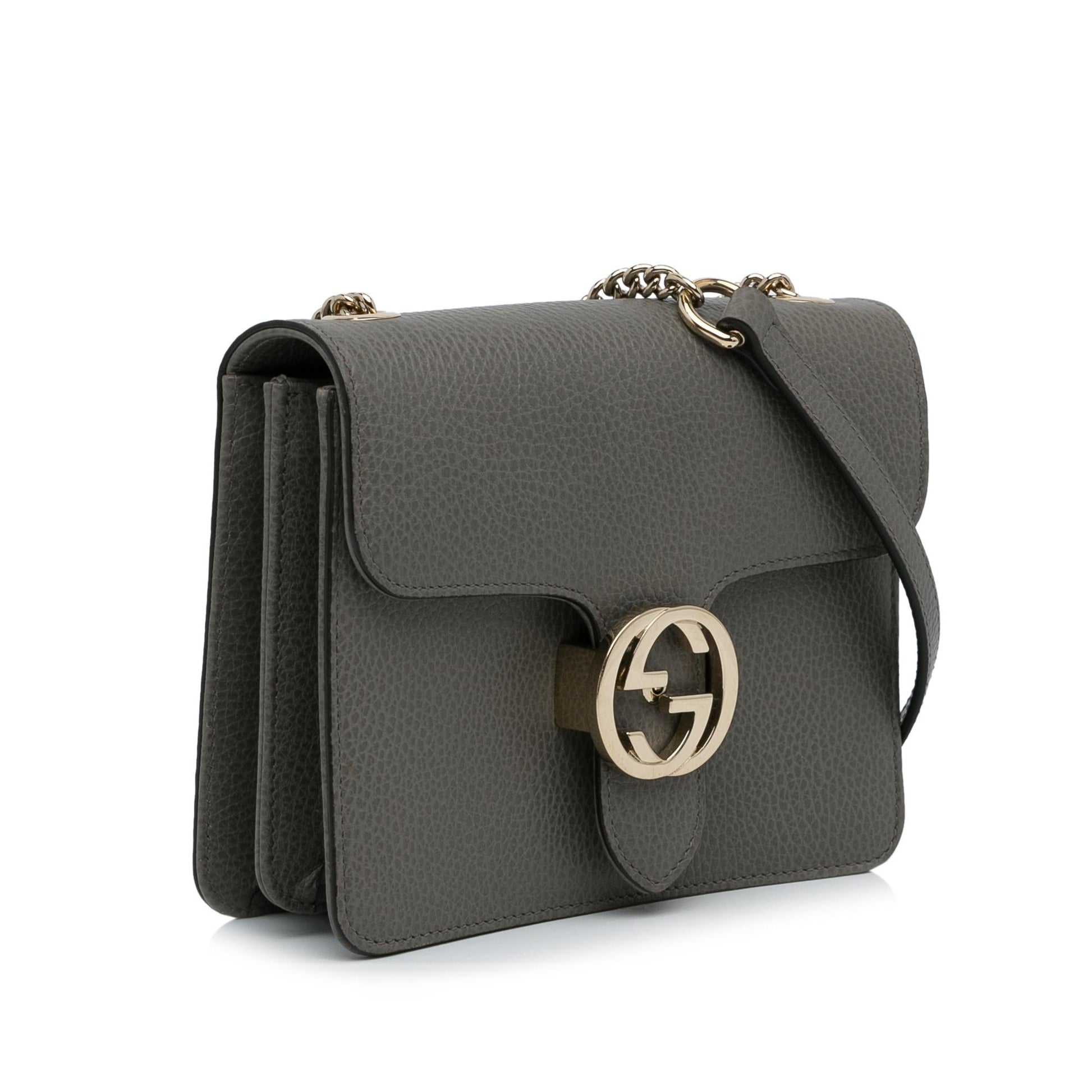 Gucci Dollar Interlocking G SHG-LlXPzu Calf Grey Small Crossbody Bag