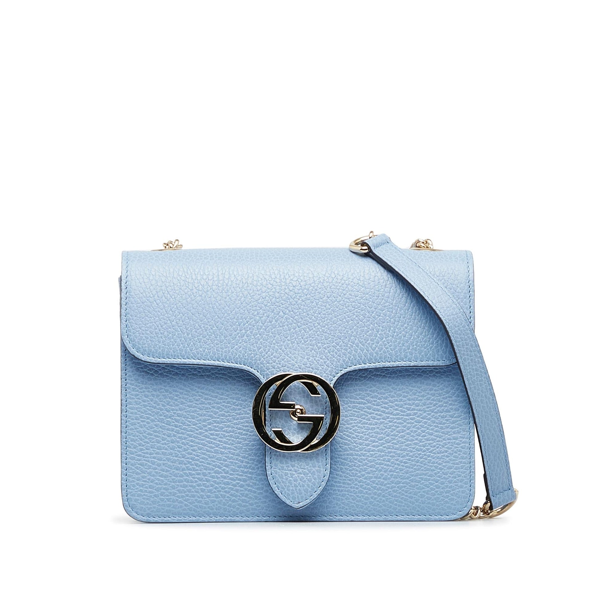 Gucci Dollar Interlocking G SHG-WJN8jf Calf Blue Small Crossbody Bag
