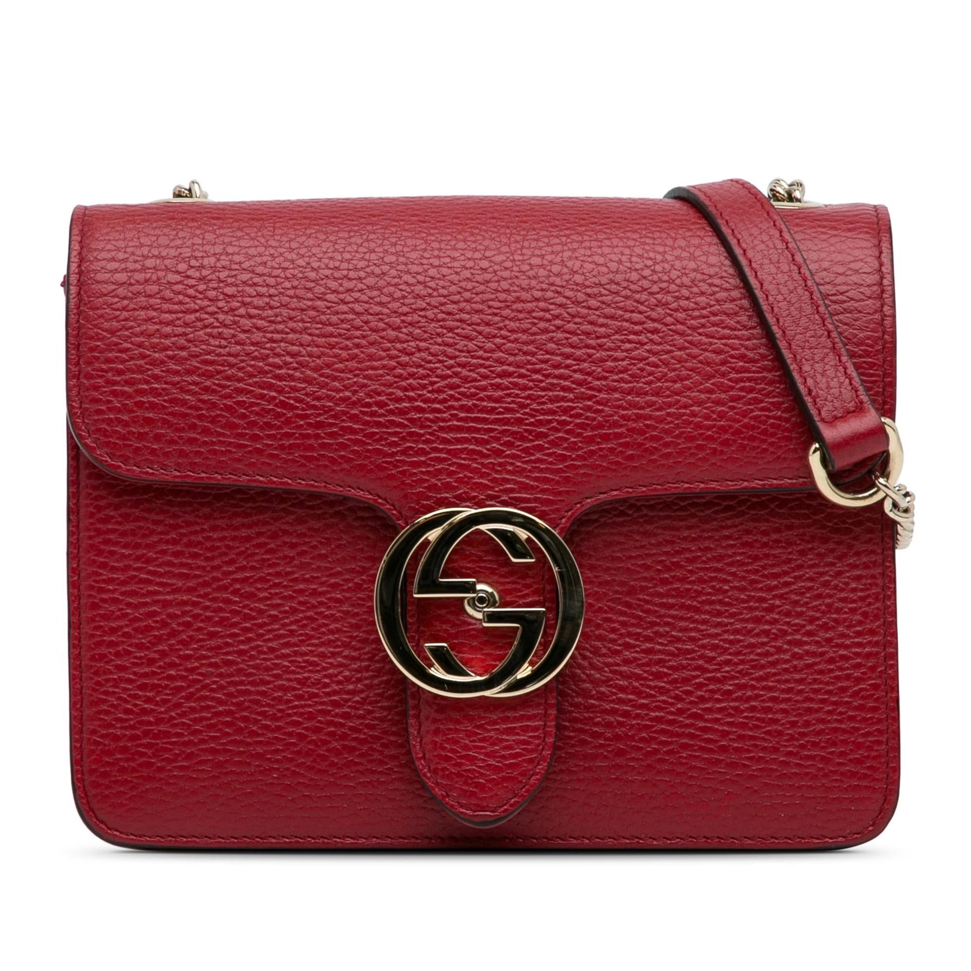 Gucci Dollar Interlocking G SHG-xGlgNT Calf Red Small Crossbody Bag