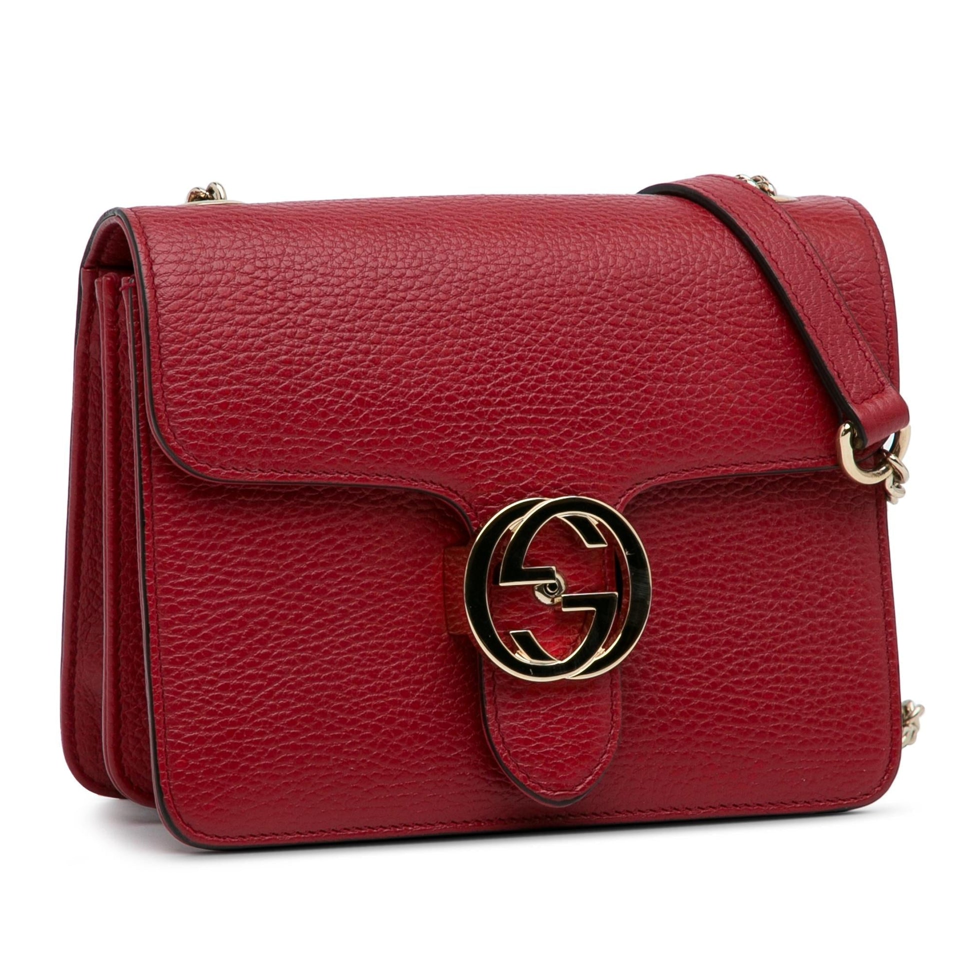 Gucci Dollar Interlocking G SHG-xGlgNT Calf Red Small Crossbody Bag