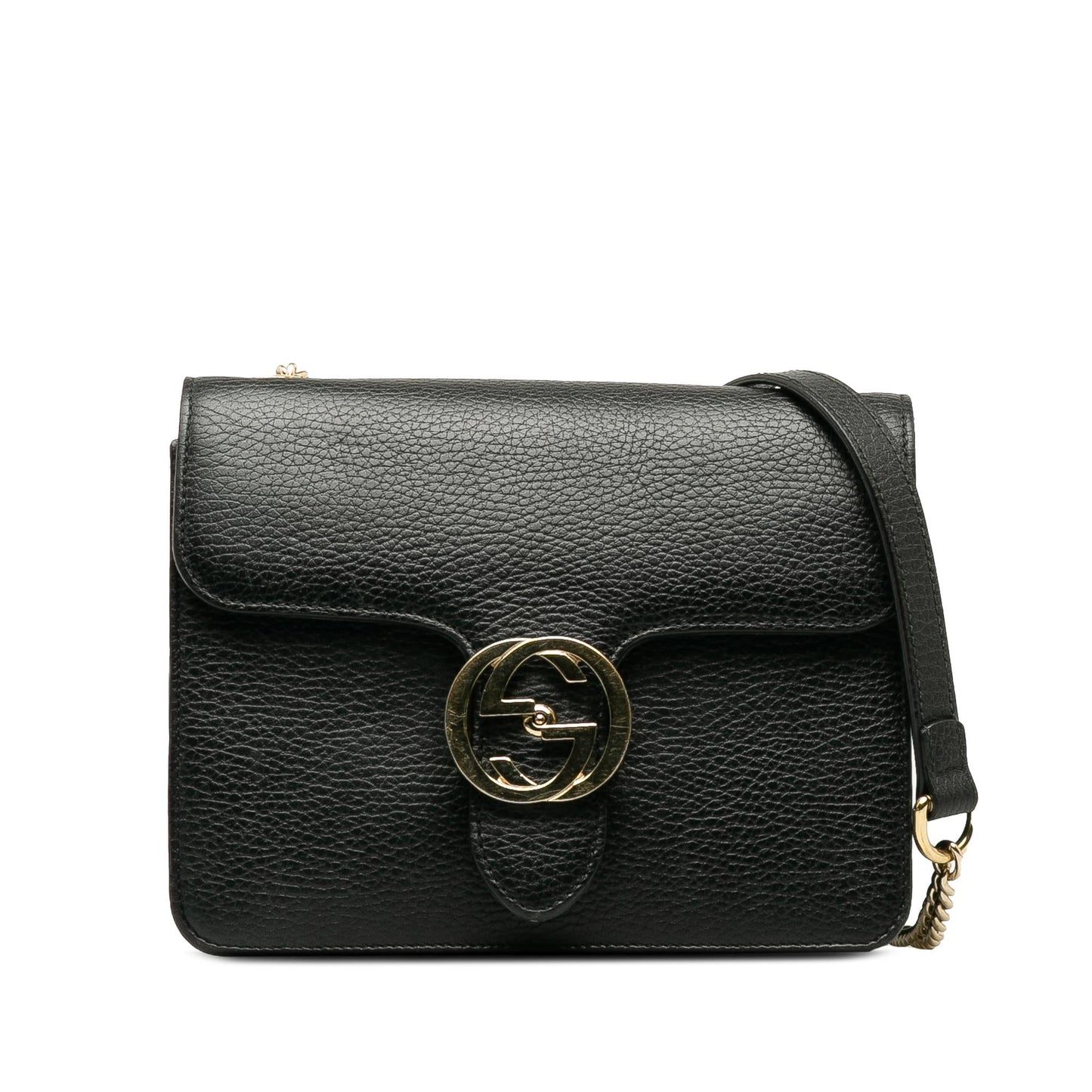 Gucci Dollar Interlocking G SHG-QutaH4 Calf Black Small Crossbody Bag