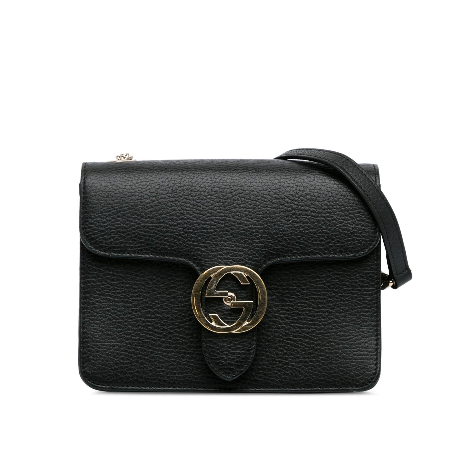 Gucci Dollar Interlocking G SHG-OTArpR Calf Black Small Crossbody Bag