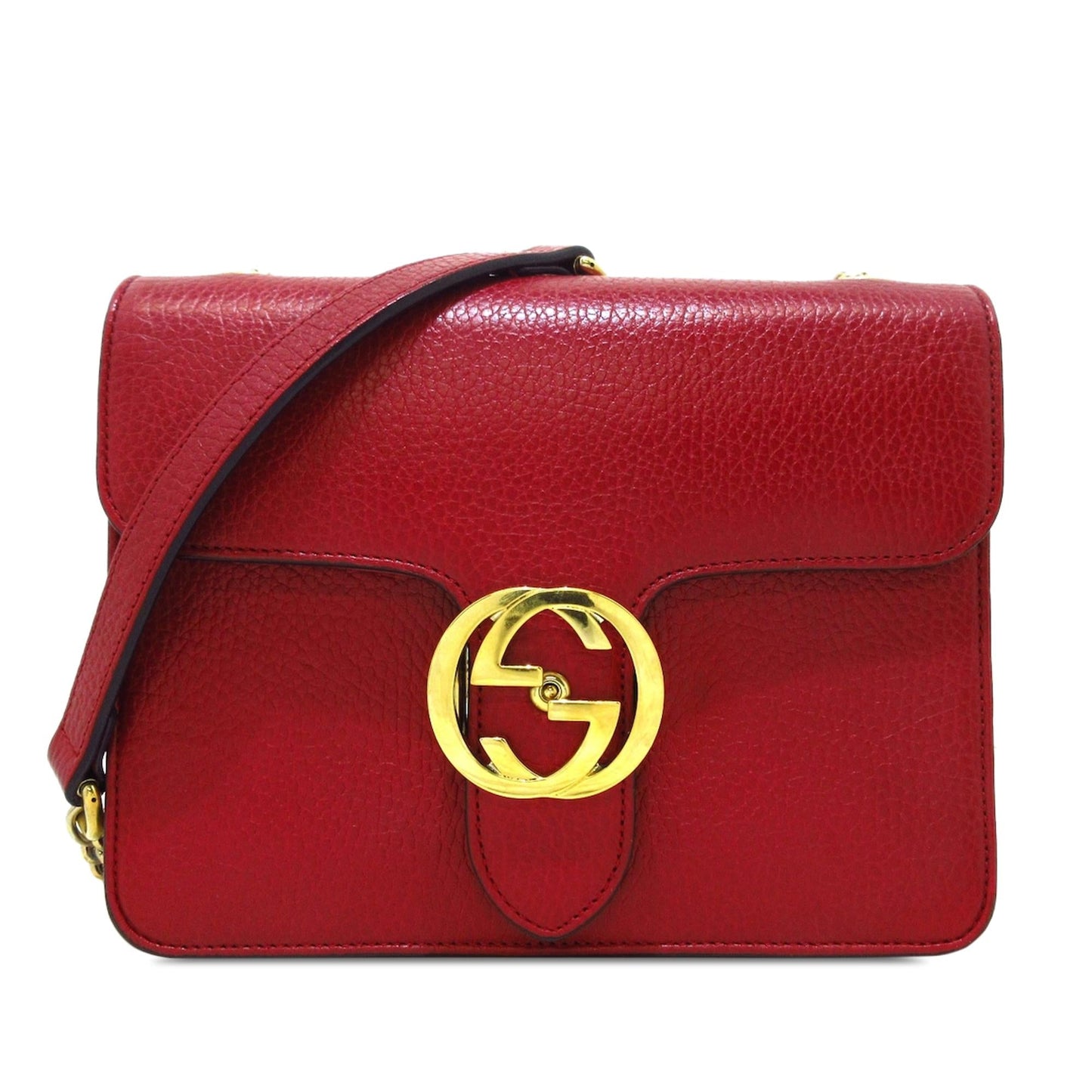 Gucci Dollar Interlocking G SHG-IDDdfE Calf Red Small Crossbody Bag