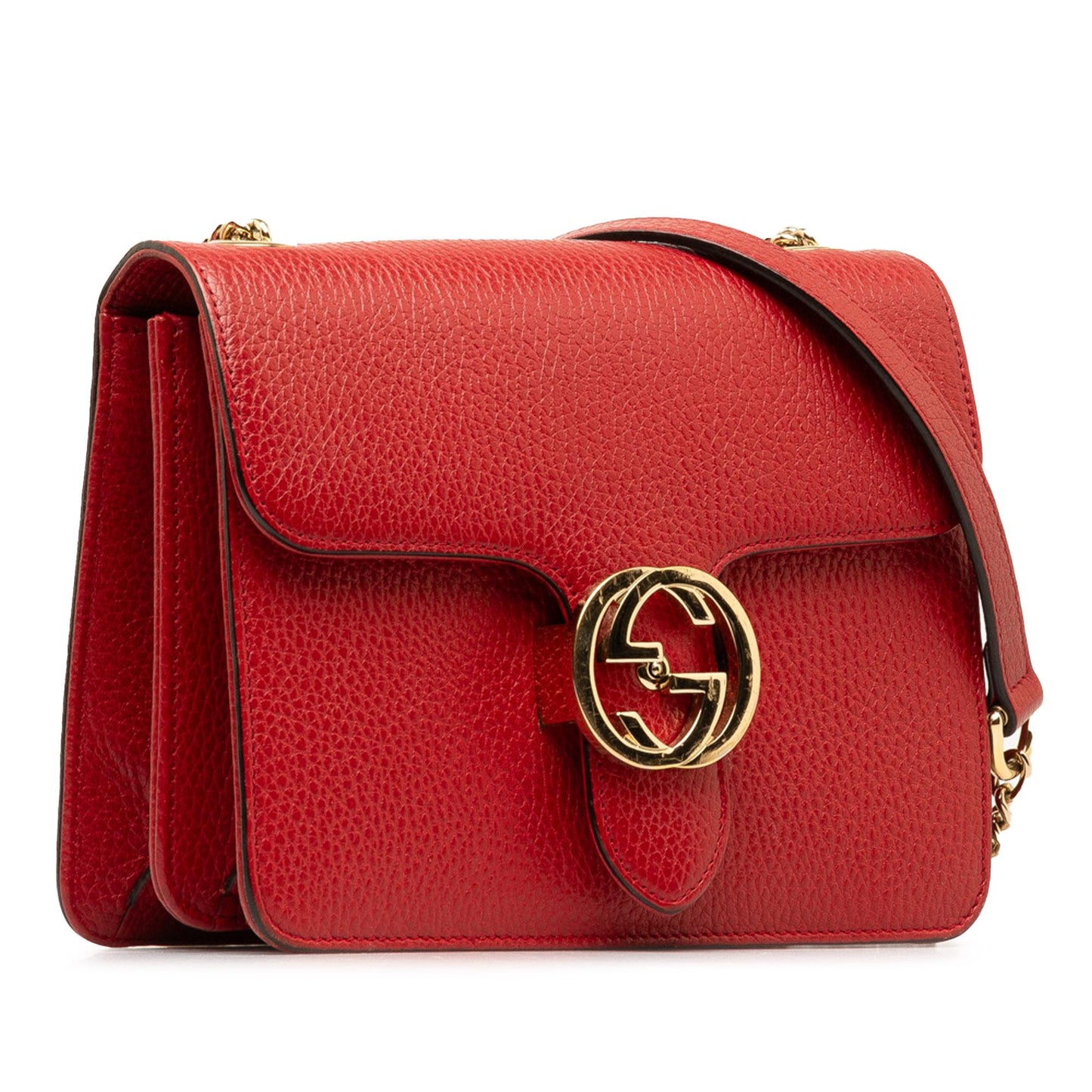 Gucci Dollar Interlocking G SHG-yGw40P Calf Red Small Crossbody Bag