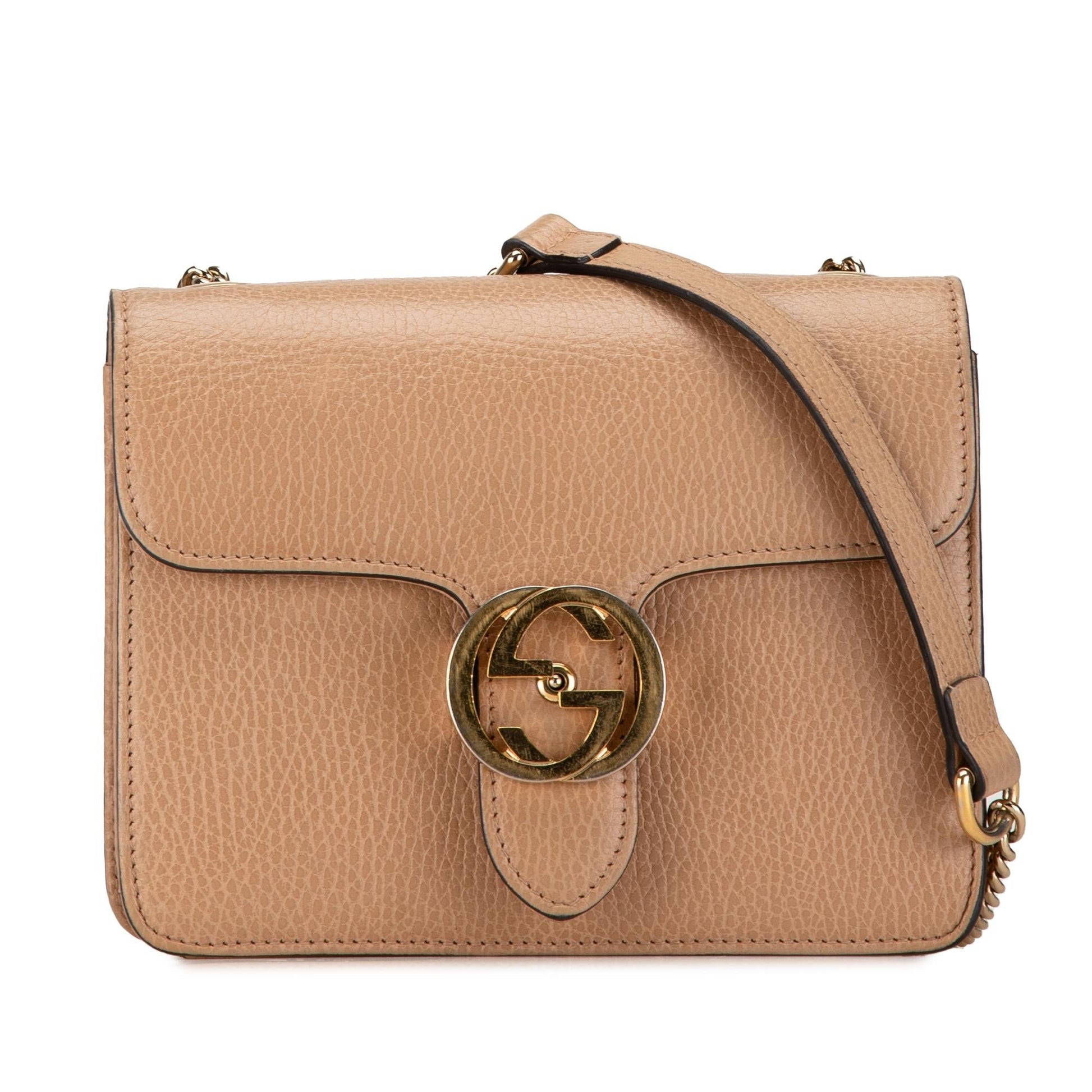 Gucci Dollar Interlocking G SHG-kVZmIY Calf Brown Small Crossbody Bag