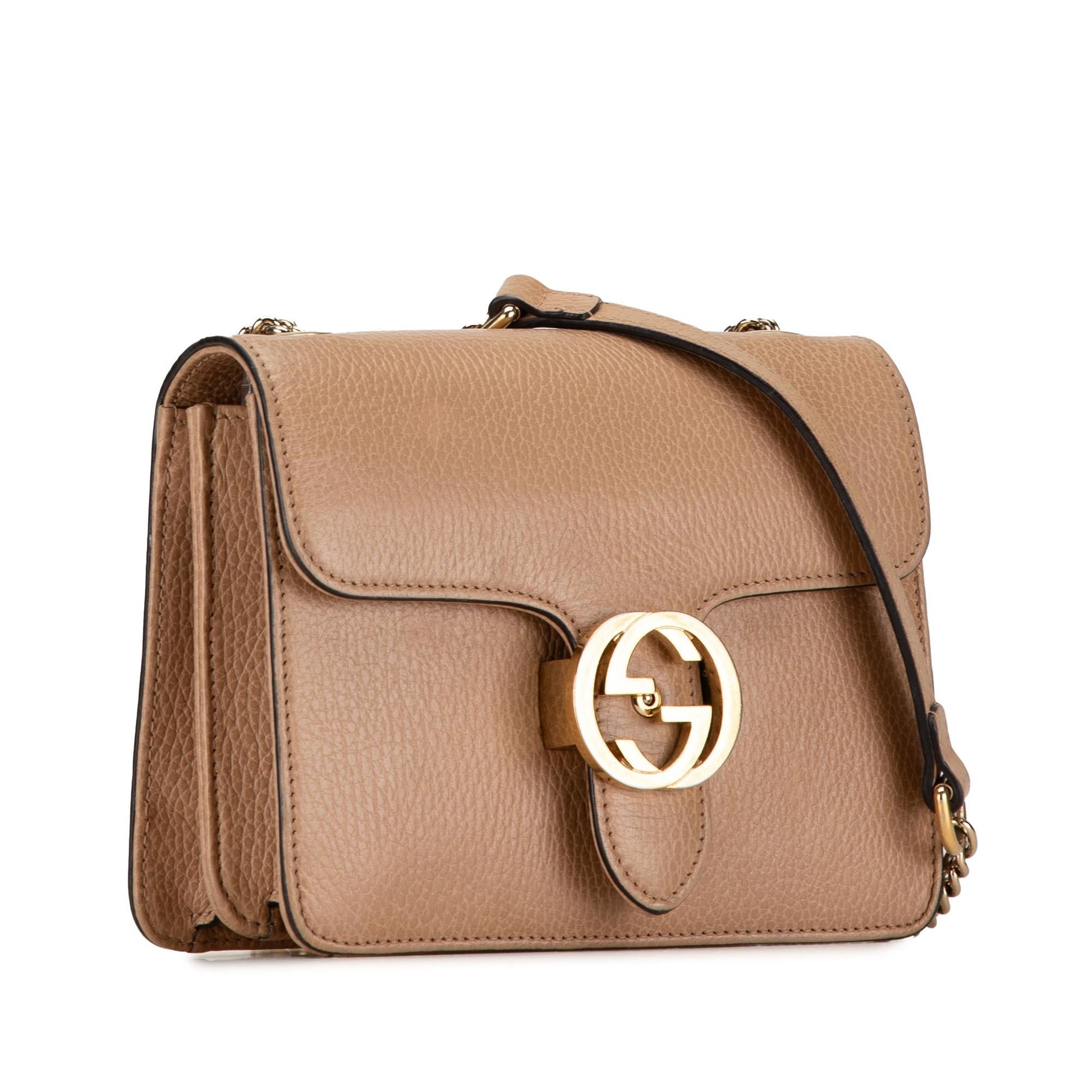 Gucci Dollar Interlocking G SHG-kVZmIY Calf Brown Small Crossbody Bag