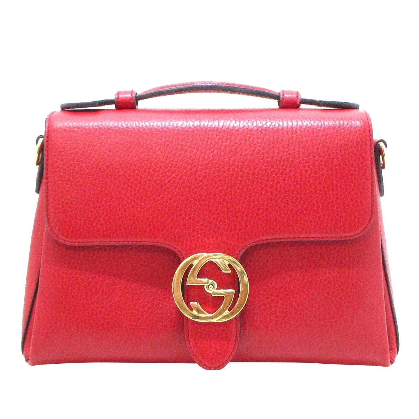 Gucci Dollar Interlocking G SHG-HxRB3h Calf Red Small Satchel Bag