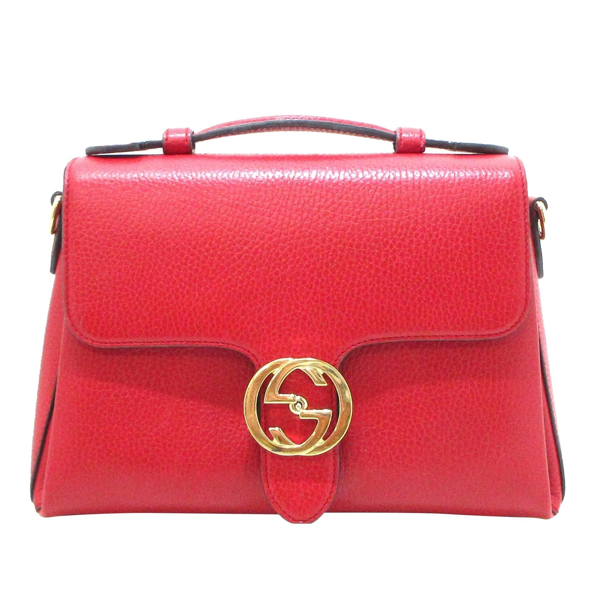 Gucci Dollar Interlocking G SHG-HxRB3h Calf Red Small Satchel Bag