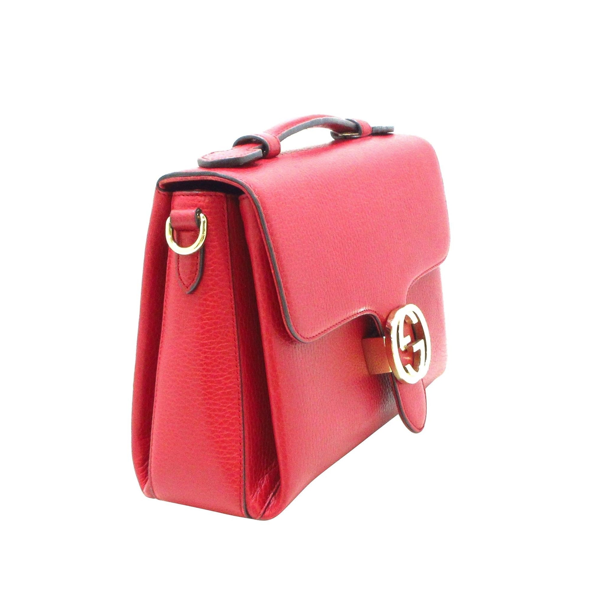 Gucci Dollar Interlocking G SHG-HxRB3h Calf Red Small Satchel Bag