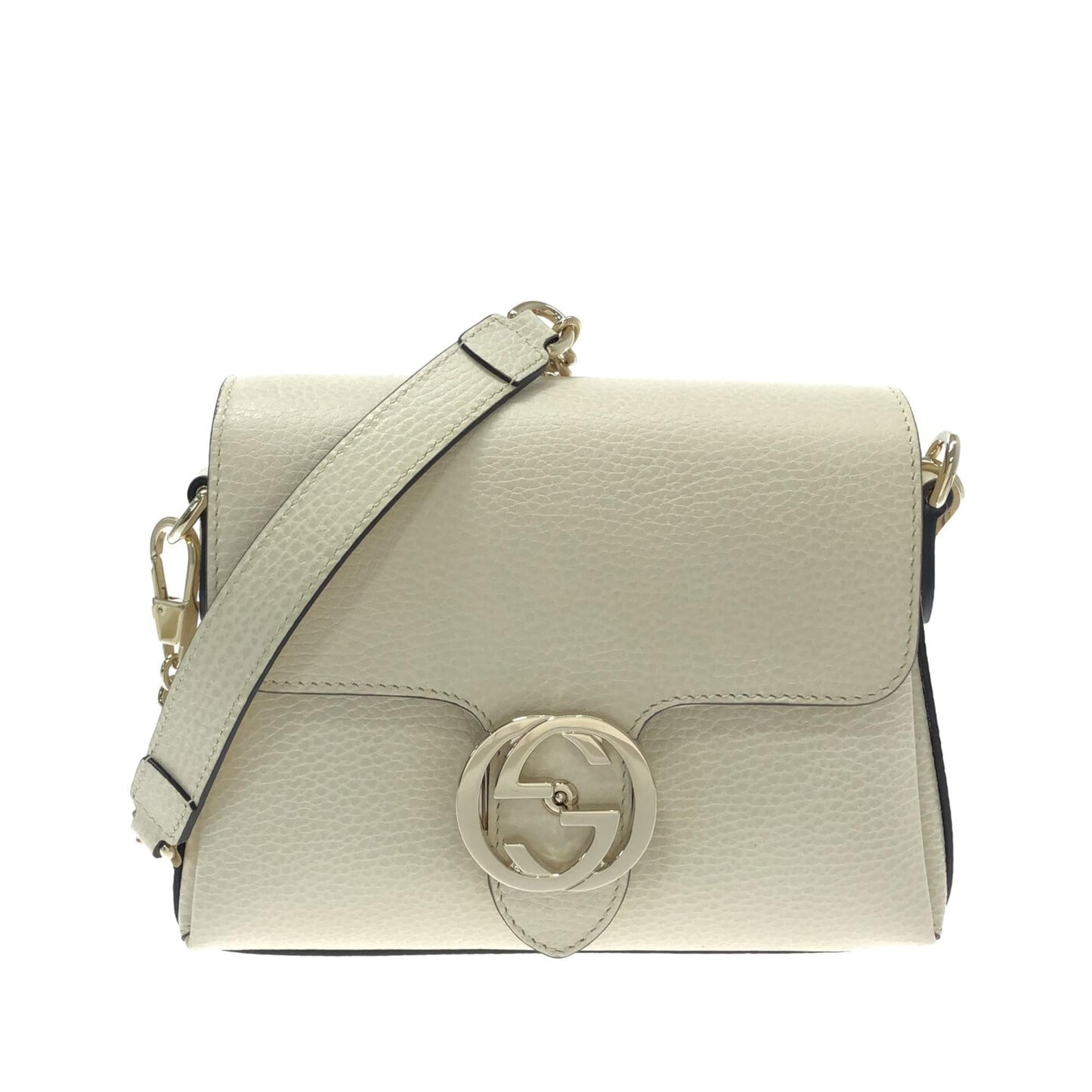 Gucci Dollar Interlocking G SHG-5FIvLD Calf White Small Crossbody Bag